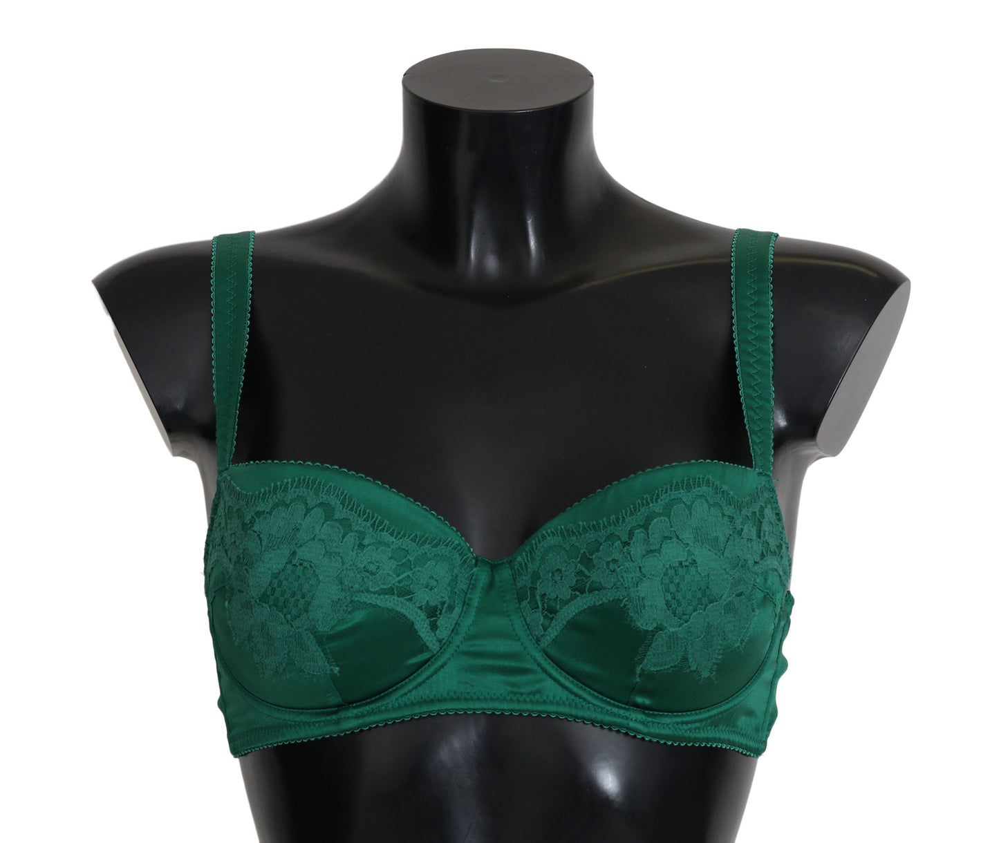 Dolce & Gabbana Encantador sujetador de seda con encaje floral verde