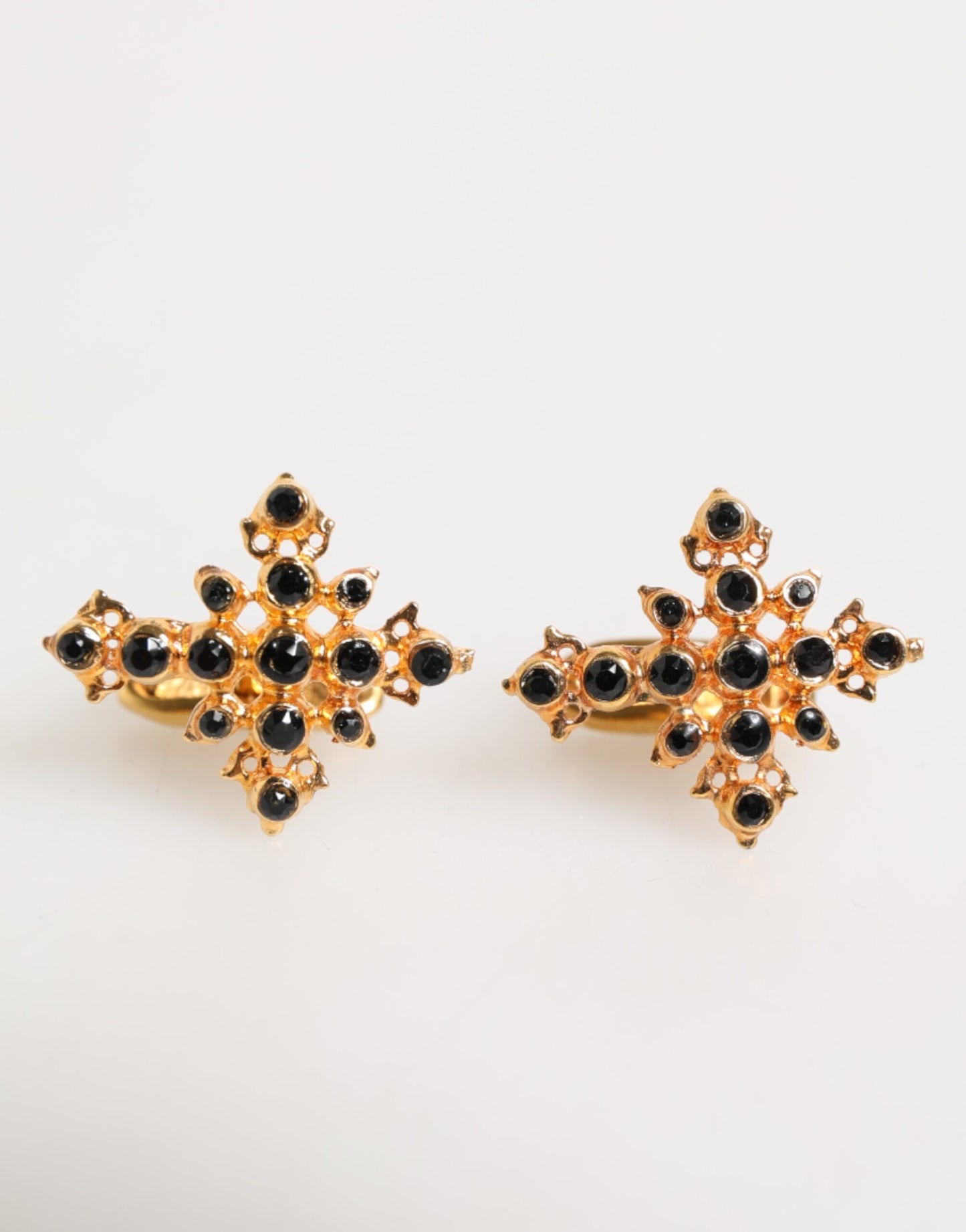 Dolce & Gabbana Gold Tone Brass Cross Crystal Men Accessory Cufflink