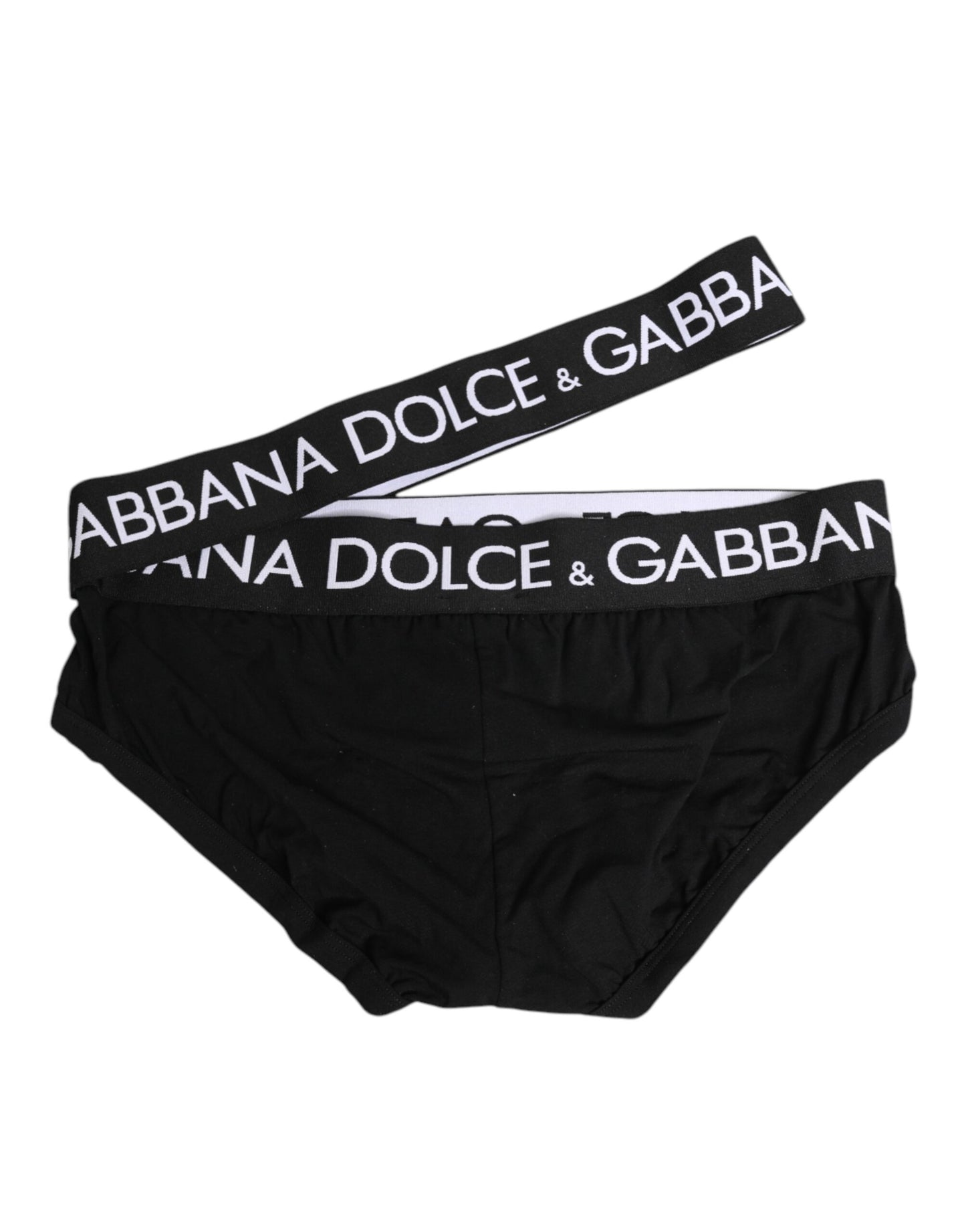 Dolce & Gabbana Black Cotton Elastic Logo Waistband Swimwear