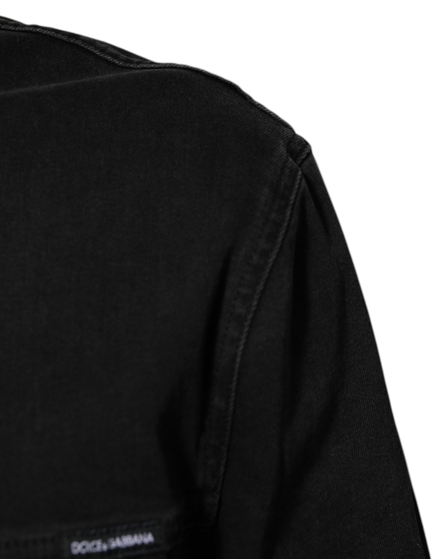 Dolce & Gabbana Black Cotton Denim Stretch Button Up Jacket