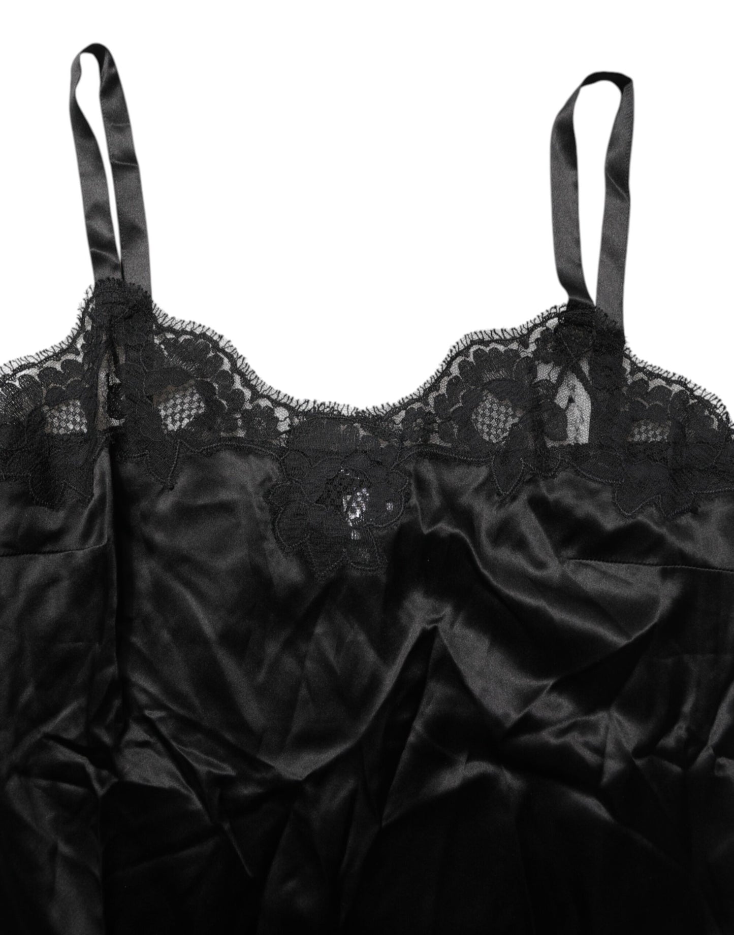 Dolce & Gabbana Black Silk Floral Lace Tank Lingerie Top Underwear