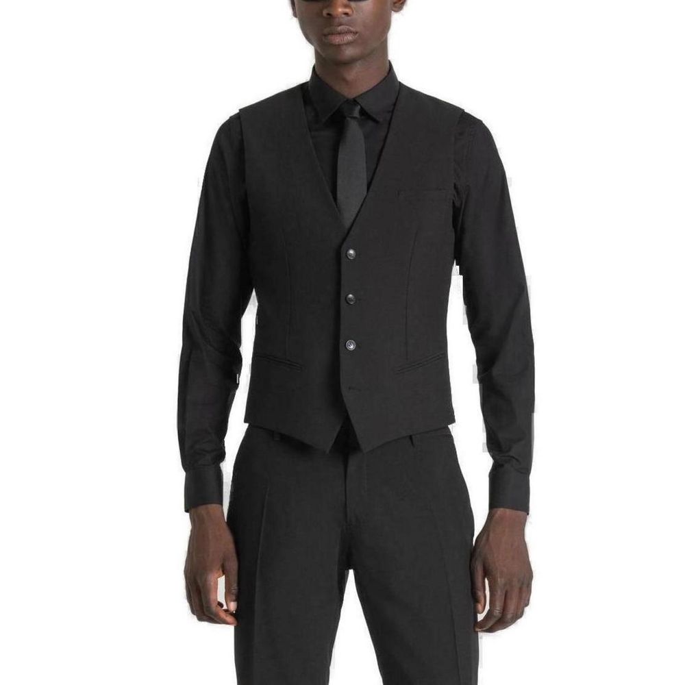 Antony Morato Black Polyester Waistcoat – IT52 | XL par Antony Morato | Disponible sur Sandy Store ByNet