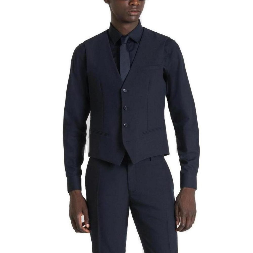 Antony Morato Blue Polyester Waistcoat – IT54 | XXL par Antony Morato | Disponible sur Sandy Store ByNet