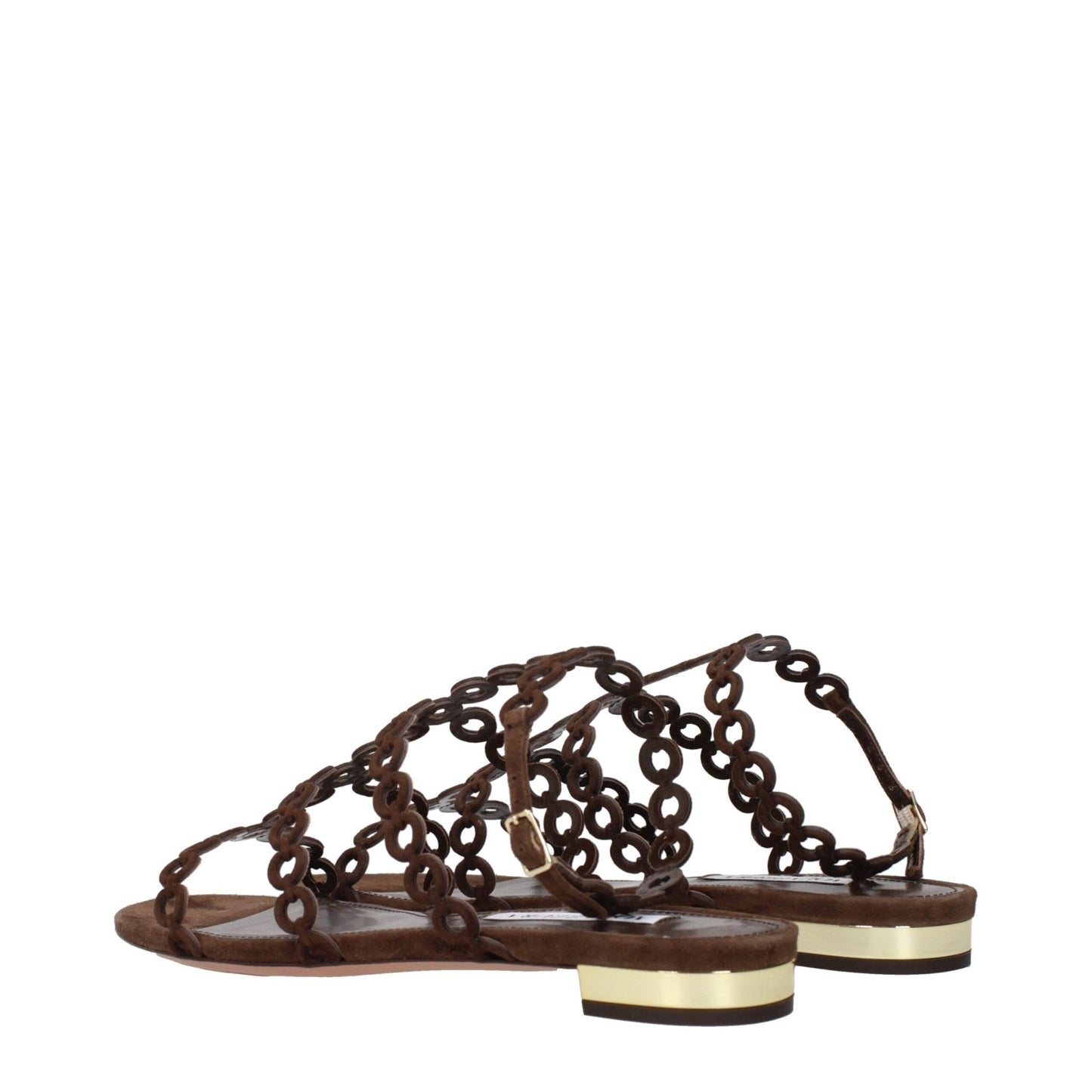Aquazzura Brown Leather Flat Sandals – EU38/US8 par Aquazzura | Disponible sur Sandy Store ByNet