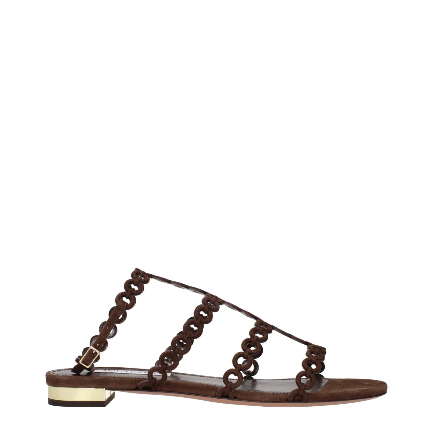 Aquazzura Brown Leather Flat Sandals – EU38/US8 par Aquazzura | Disponible sur Sandy Store ByNet
