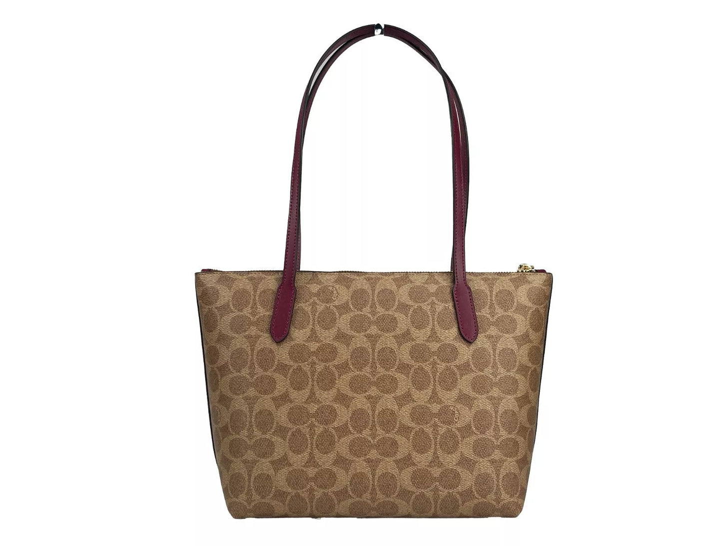 COACH Signature Canvas Fiona Zip Tote Bag Brown - Sandy Store ByNet