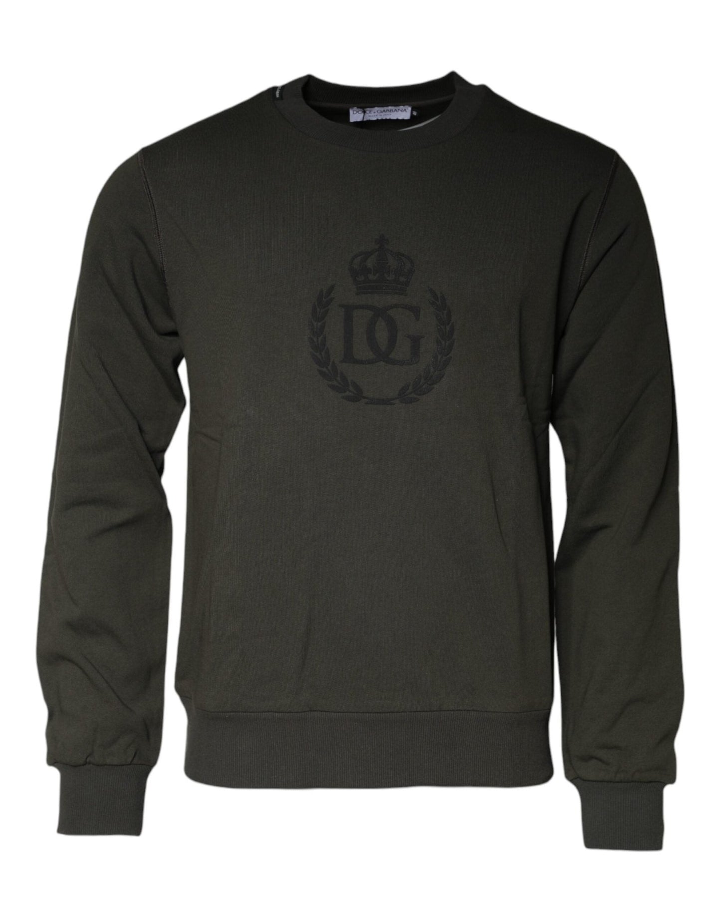 Dolce & Gabbana Army Green Crown Cotton Sweatshirt Sweater – IT48 | M par Dolce & Gabbana | Disponible sur Sandy Store ByNet