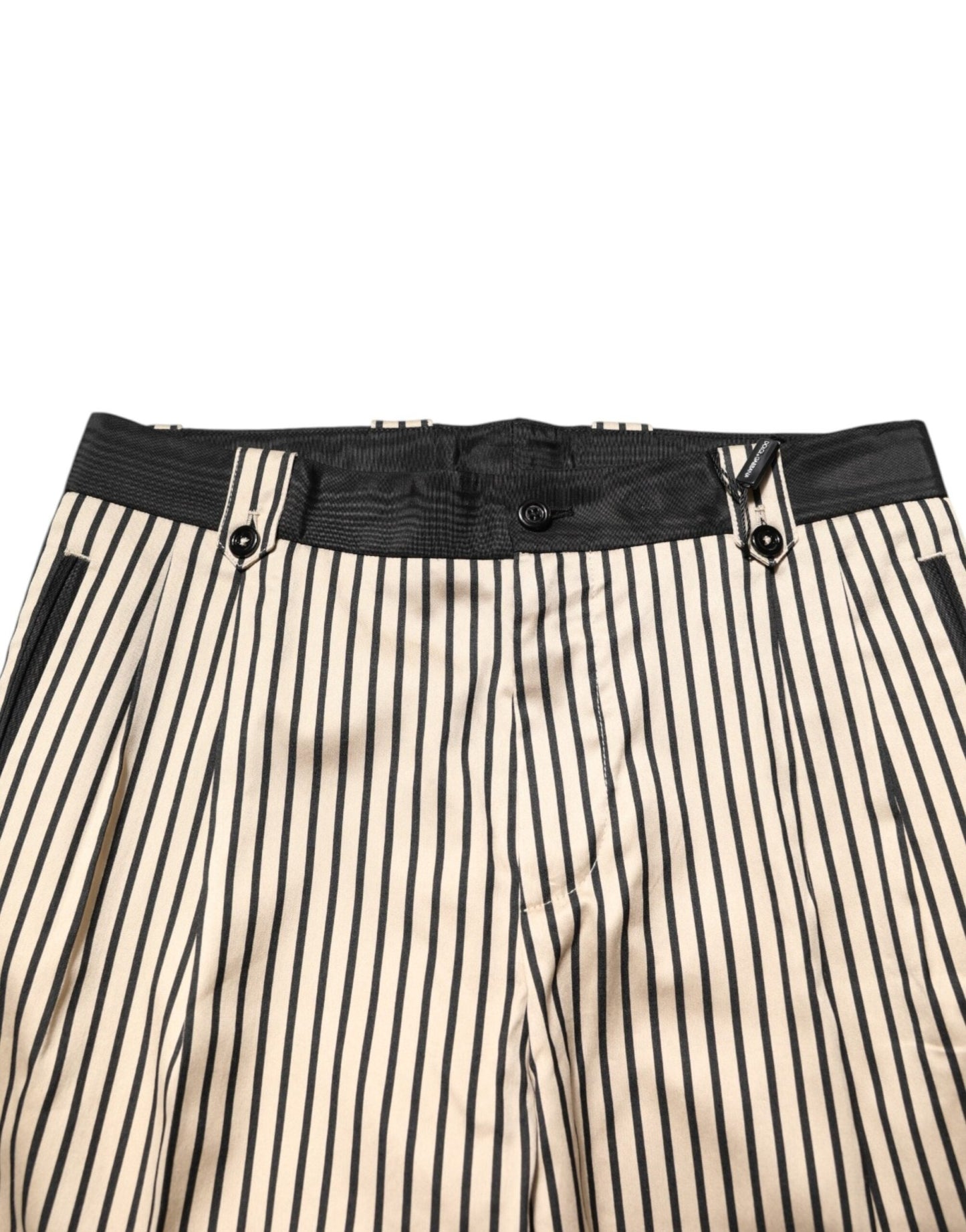 Dolce & Gabbana Beige Black Striped Cotton Slim Fit Trousers Pants – IT46 | S par Dolce & Gabbana | Disponible sur Sandy Store ByNet