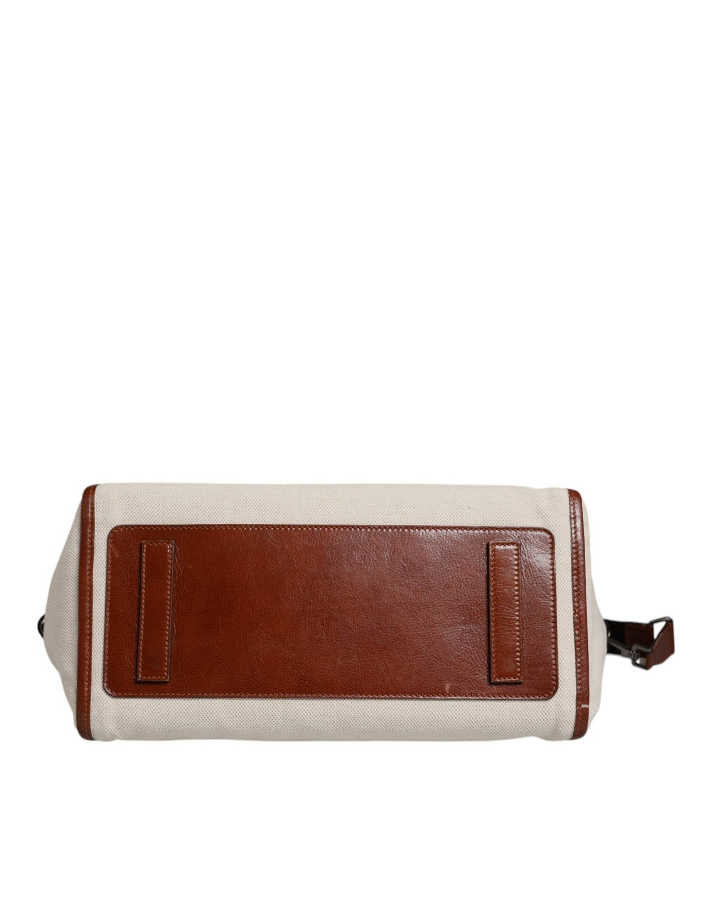 Dolce & Gabbana Beige Brown Cotton Leather Duffle Shoulder Bag - Sandy Store ByNet