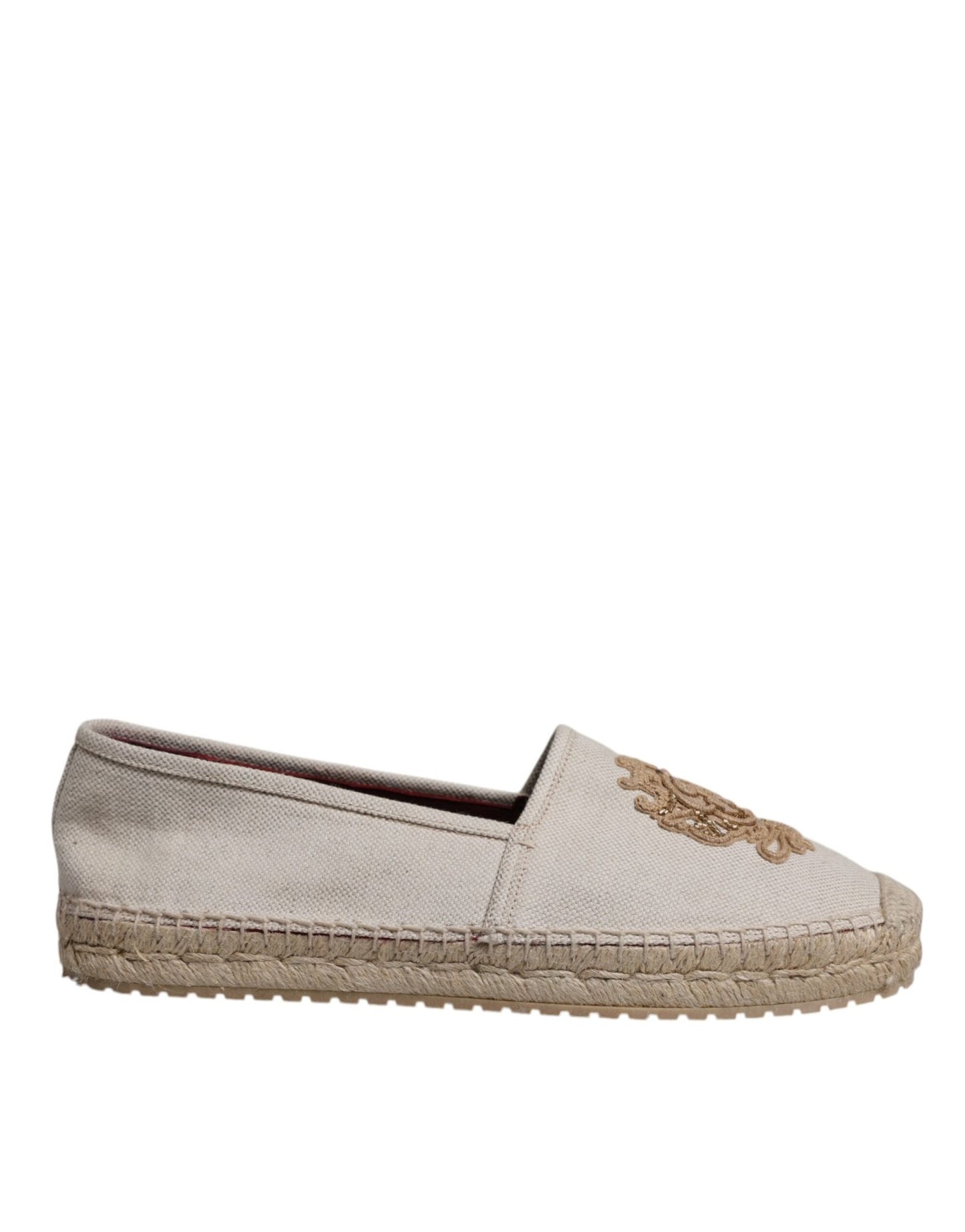 Dolce & Gabbana Beige Canvas Embroidered Slip On Espadrilles Shoes - Sandy Store ByNet