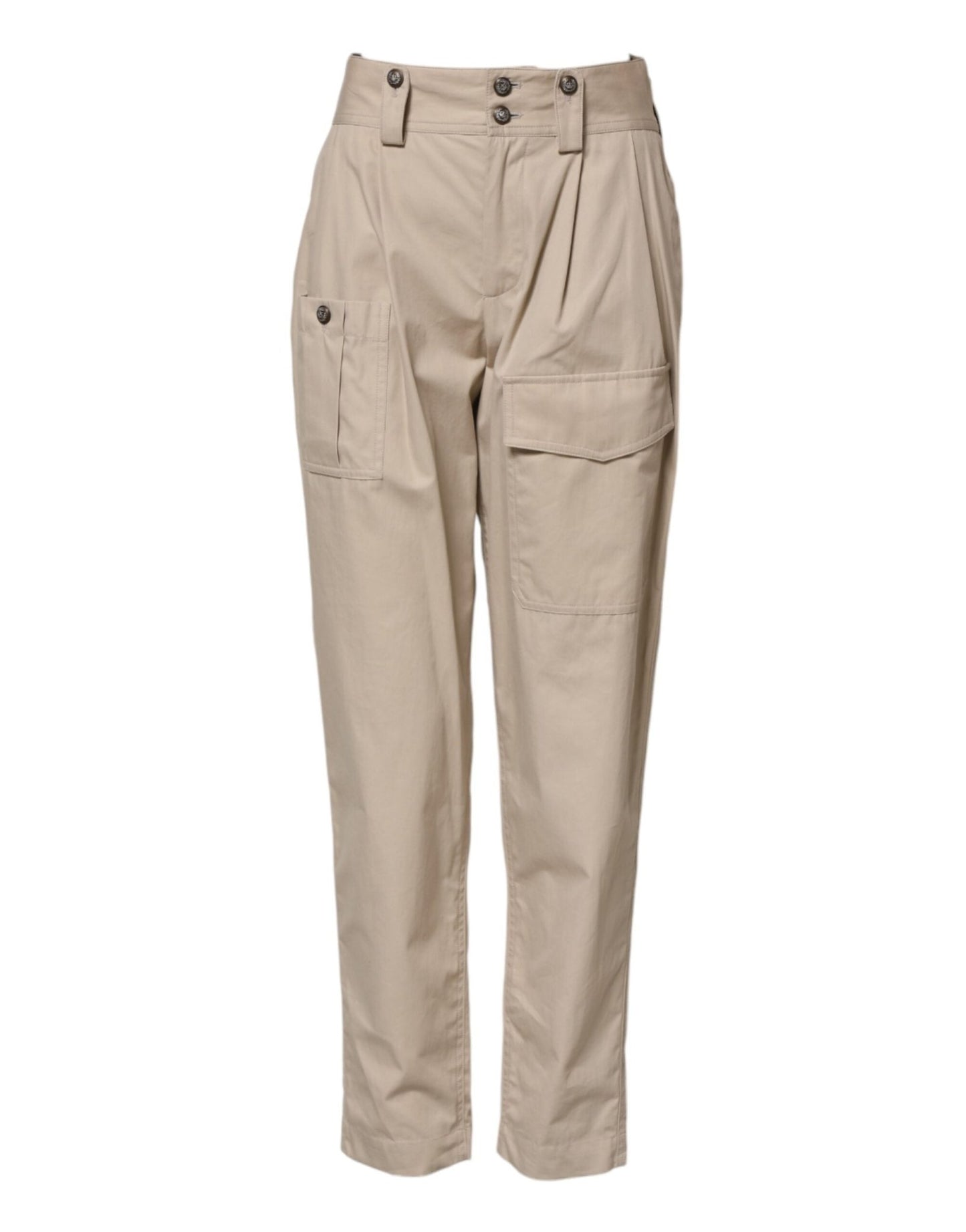 Dolce & Gabbana Beige Cotton High Waisted Pants – IT36|XXS par Dolce & Gabbana | Disponible sur Sandy Store ByNet