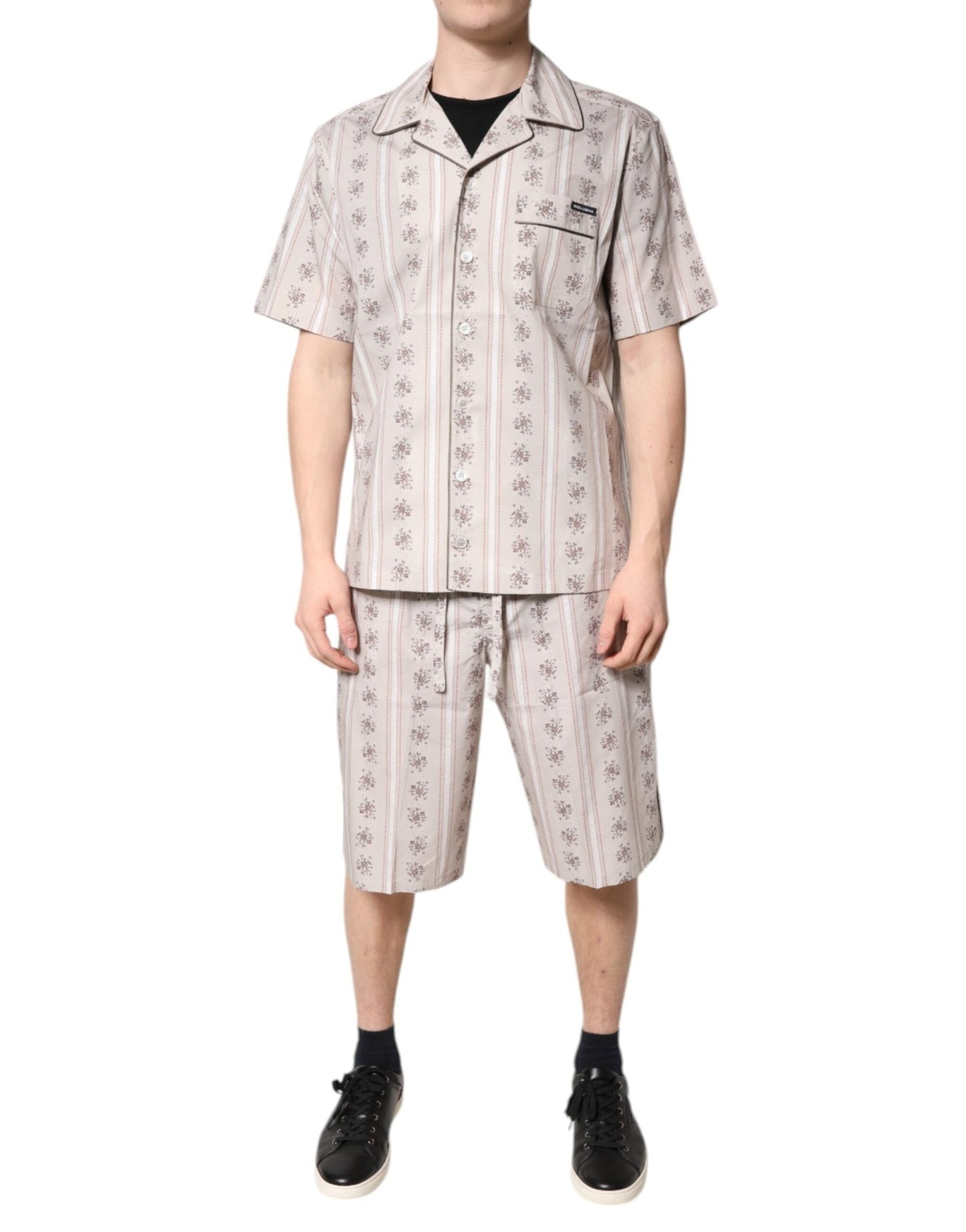 Dolce & Gabbana Beige Floral Print Cotton Men Pajama Set Sleepwear – IT38 | XS par Dolce & Gabbana | Disponible sur Sandy Store ByNet