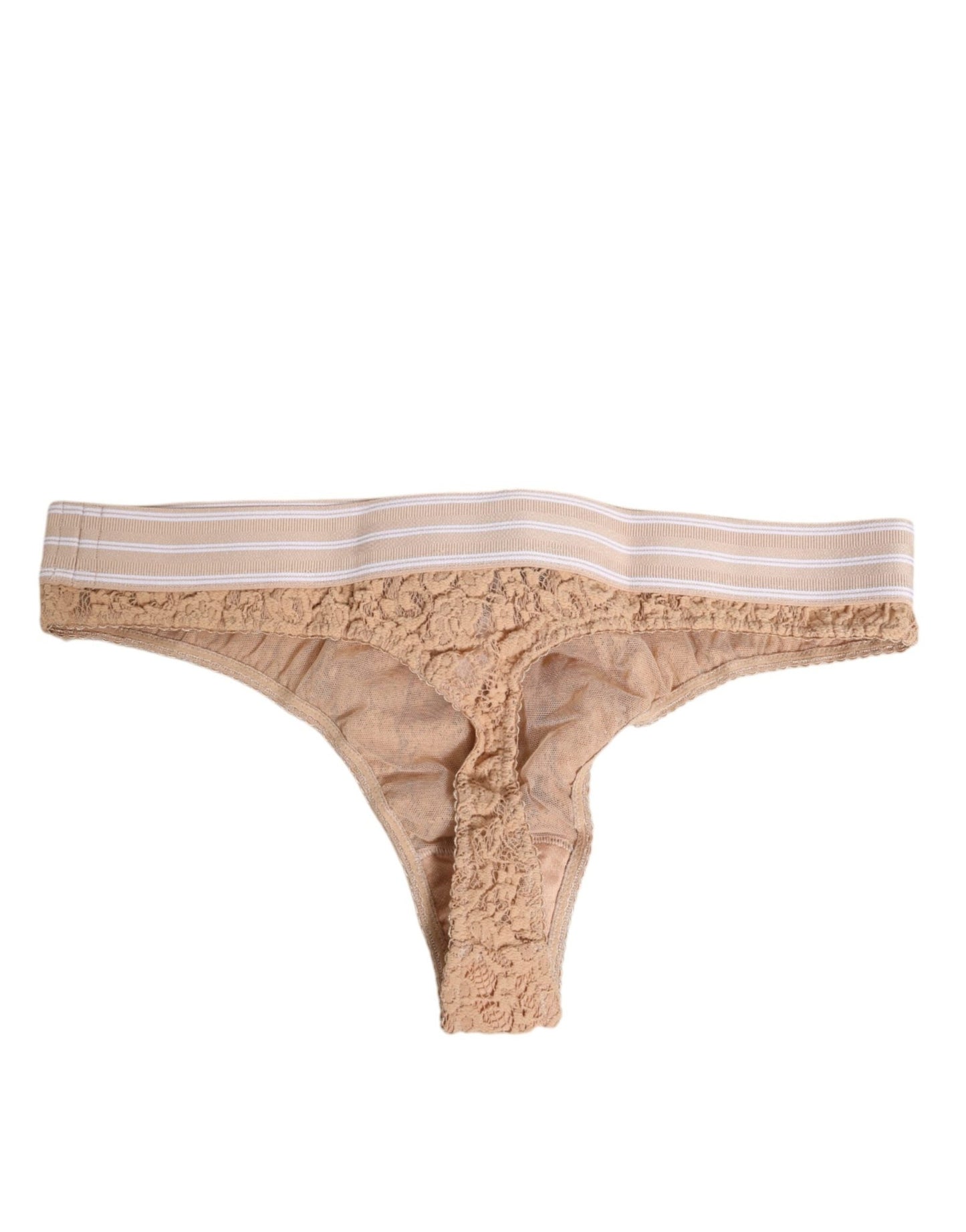 Dolce & Gabbana Beige Lace Logo Elastic Waist Thong Tanga Underwear – IT3 | M par Dolce & Gabbana | Disponible sur Sandy Store ByNet