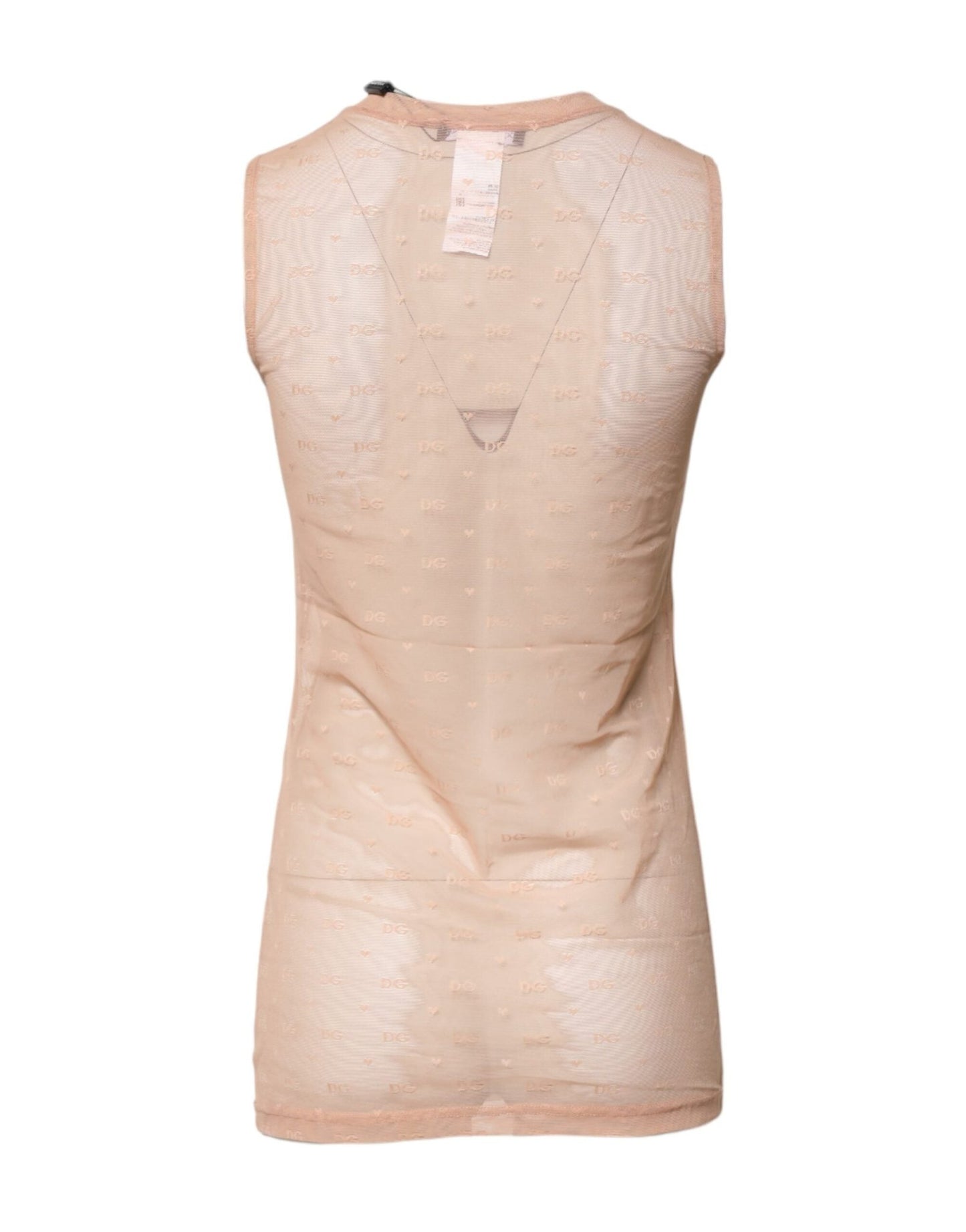 Dolce & Gabbana Beige Nylon Logo Monogram Sleeveless Tank Top - Sandy Store ByNet