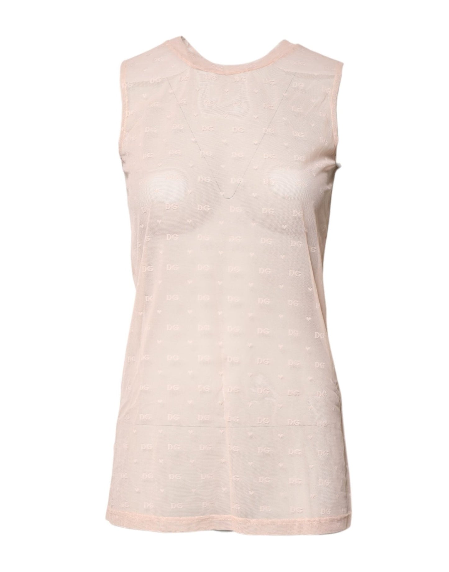 Dolce & Gabbana Beige Nylon Logo Monogram Sleeveless Tank Top - Sandy Store ByNet
