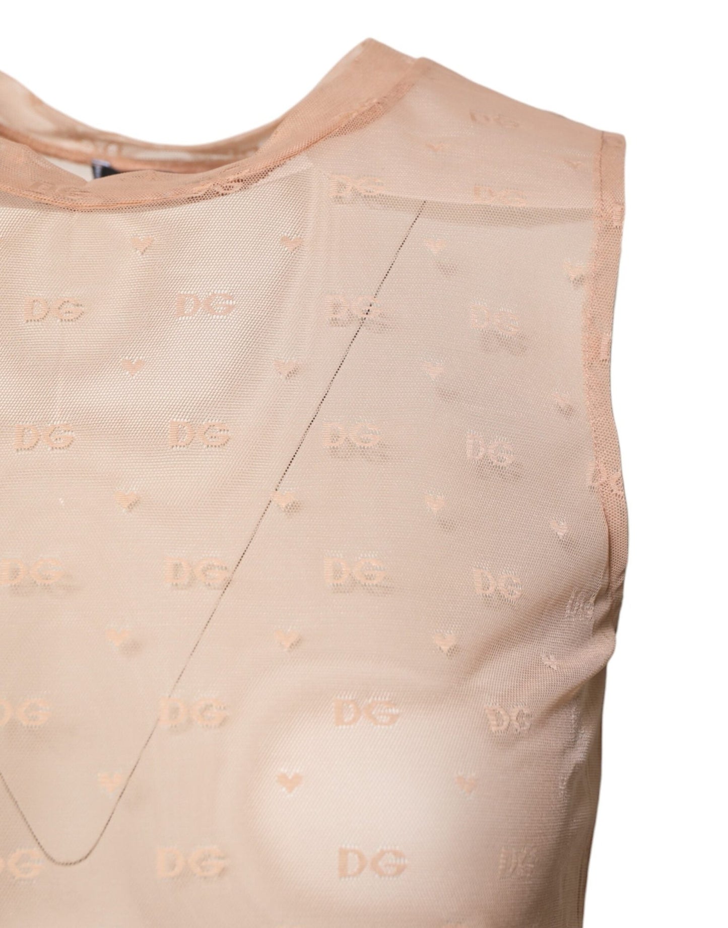 Dolce & Gabbana Beige Nylon Logo Monogram Sleeveless Tank Top - Sandy Store ByNet