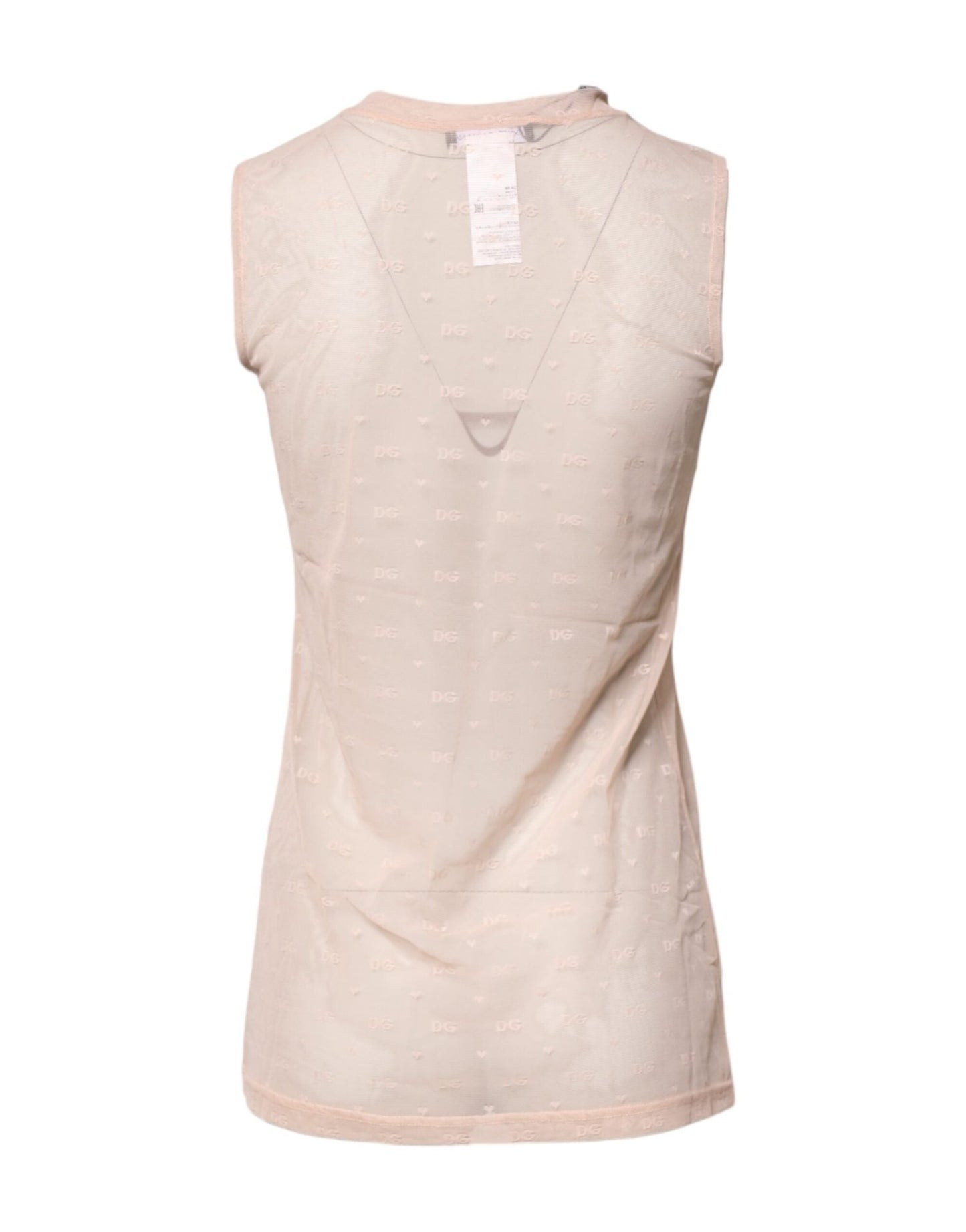 Dolce & Gabbana Beige Nylon Logo Monogram Sleeveless Tank Top - Sandy Store ByNet