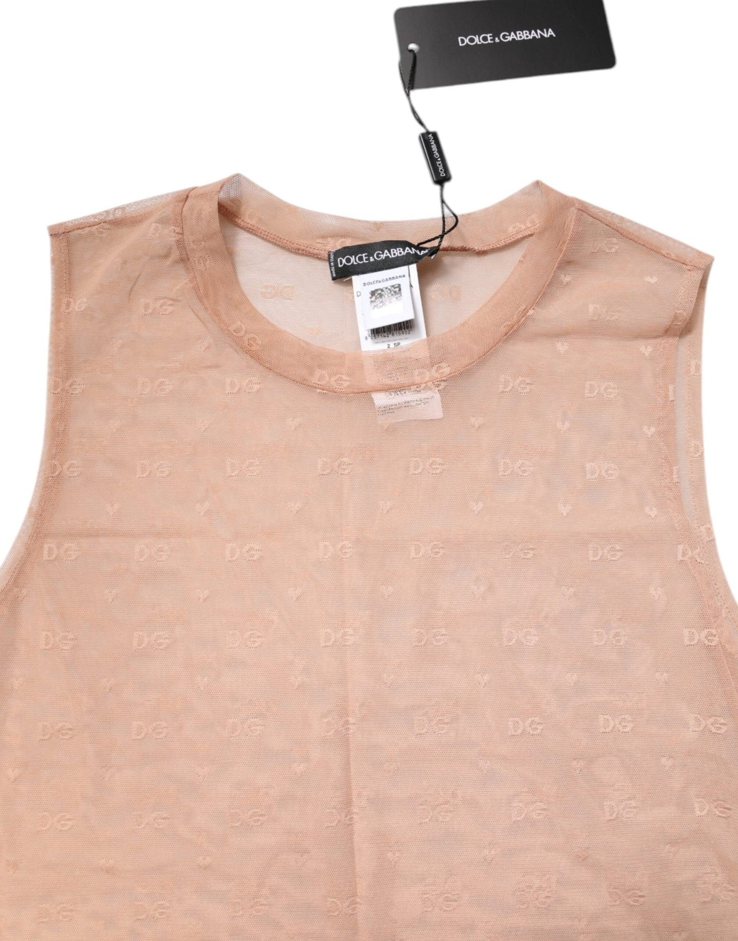Dolce & Gabbana Beige Nylon Logo Monogram Sleeveless Tank Top - Sandy Store ByNet