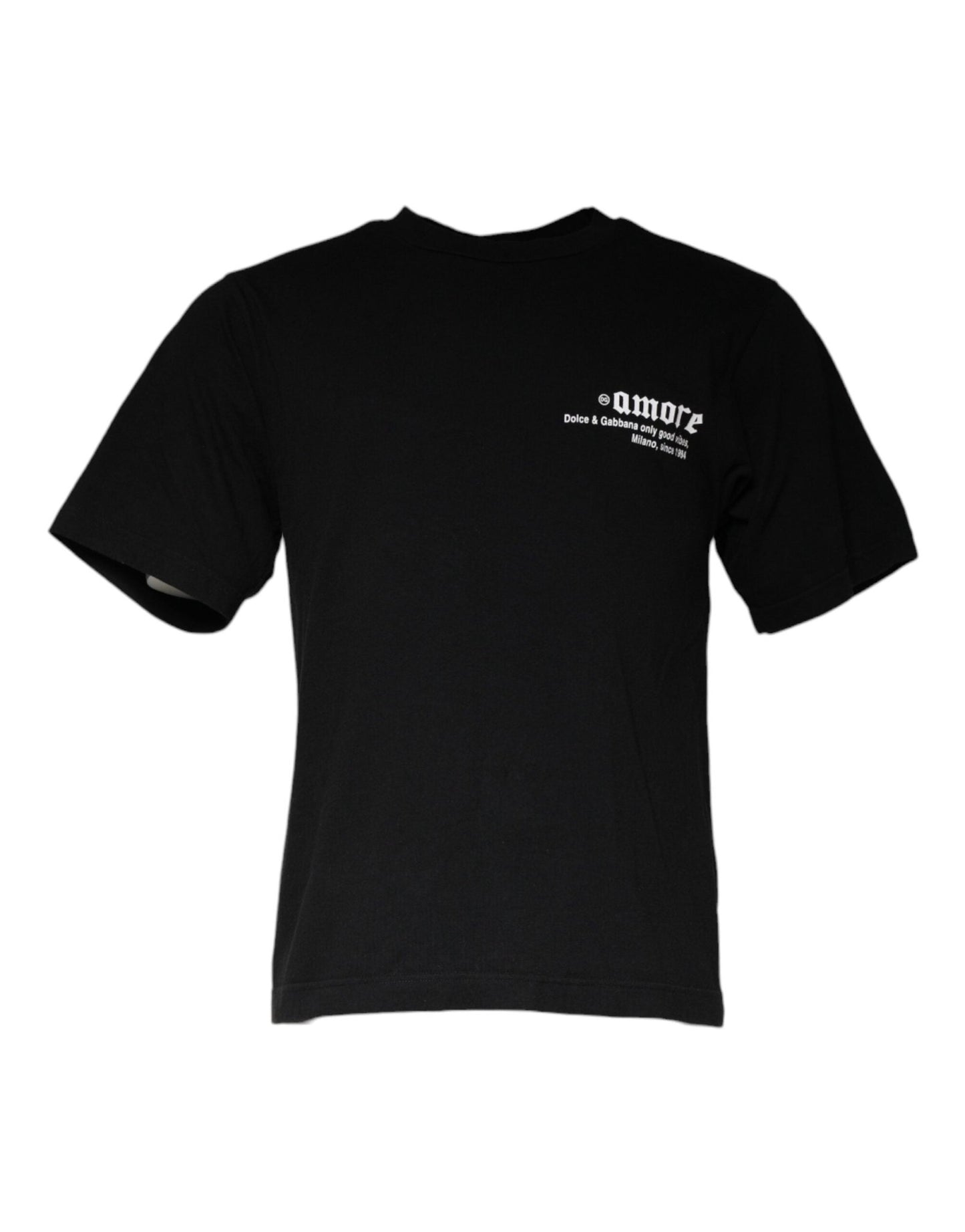 Dolce & Gabbana Black Amore Print Cotton Crew Neck T-shirt – IT46 | S par Dolce & Gabbana | Disponible sur Sandy Store ByNet