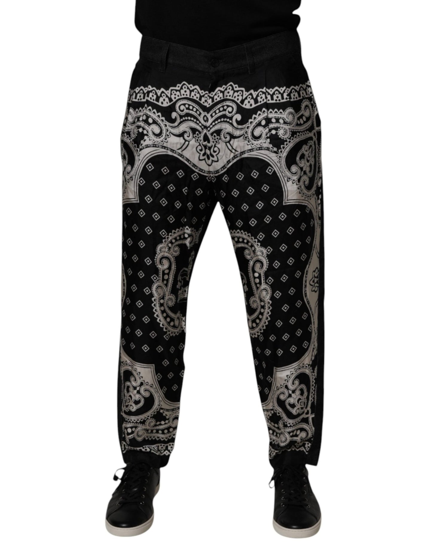 Dolce & Gabbana Black Bandana Cotton Skinny Denim Jeans – IT52 | XL par Dolce & Gabbana | Disponible sur Sandy Store ByNet