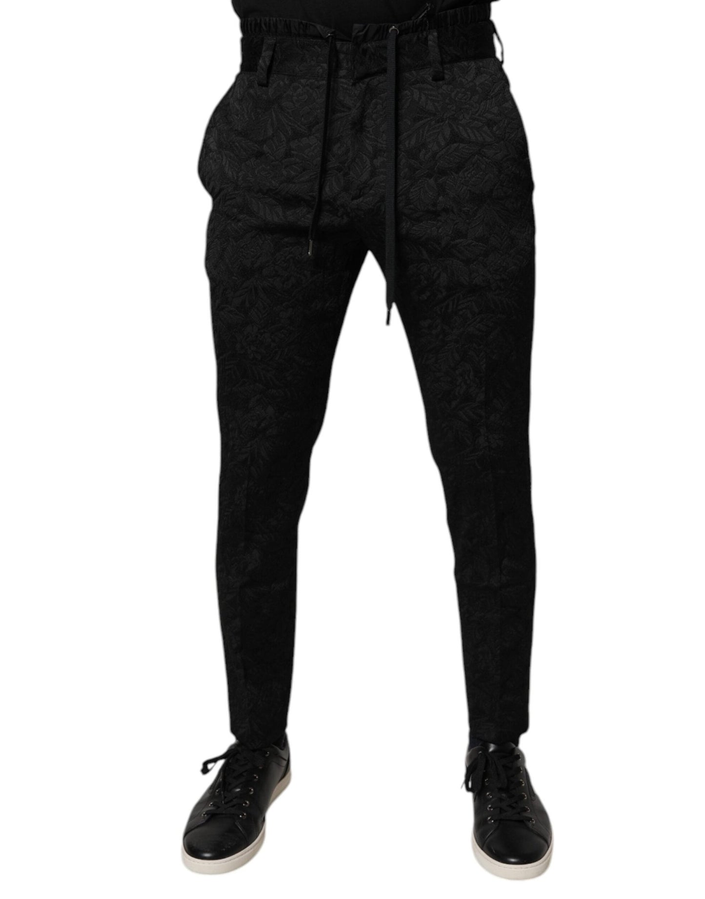 Dolce & Gabbana Black Brocade Polyester Skinny Dress Pants – IT44 | XS par Dolce & Gabbana | Disponible sur Sandy Store ByNet