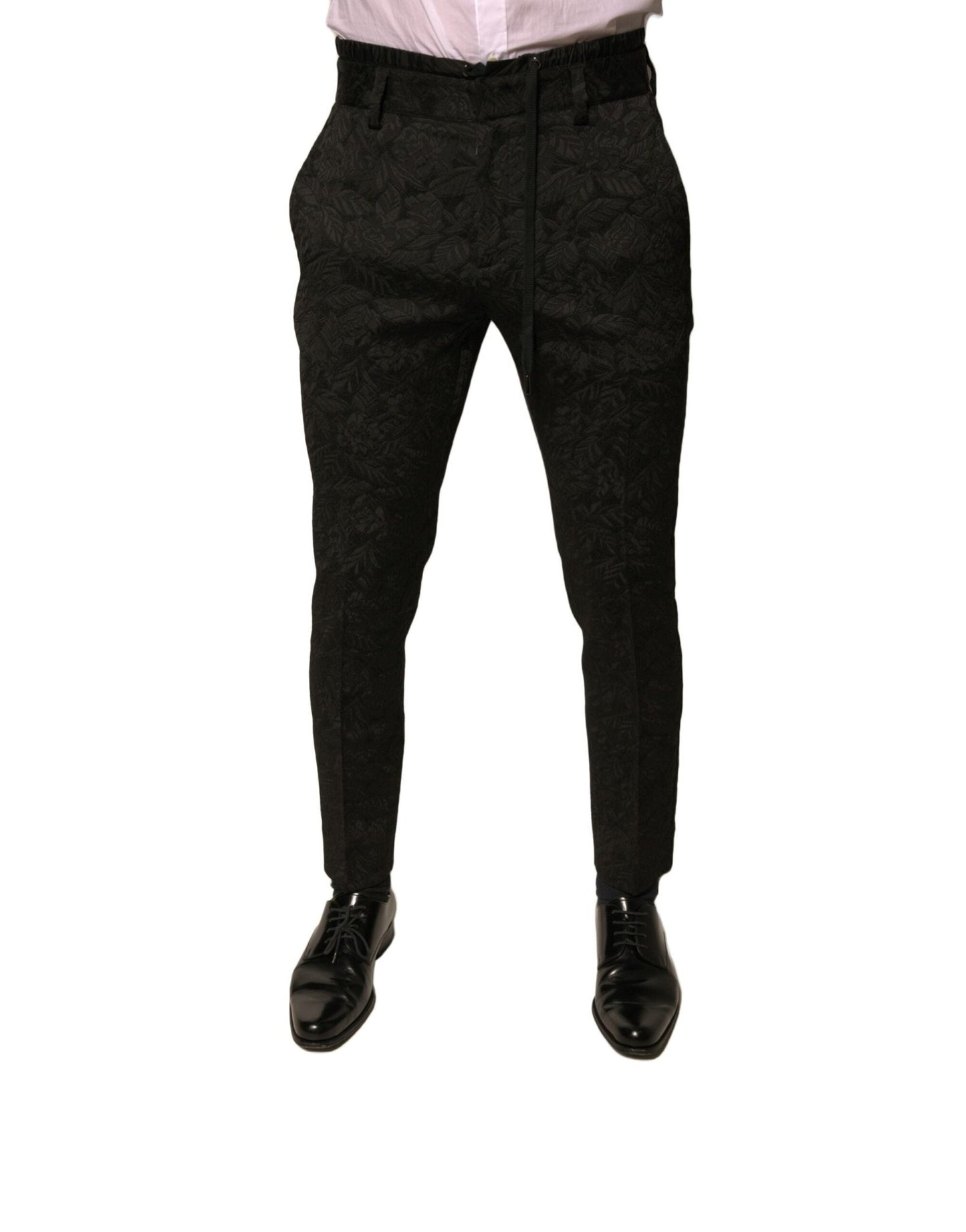 Dolce & Gabbana Black Brocade Polyester Skinny Men Dress Pants – IT44 | XS par Dolce & Gabbana | Disponible sur Sandy Store ByNet