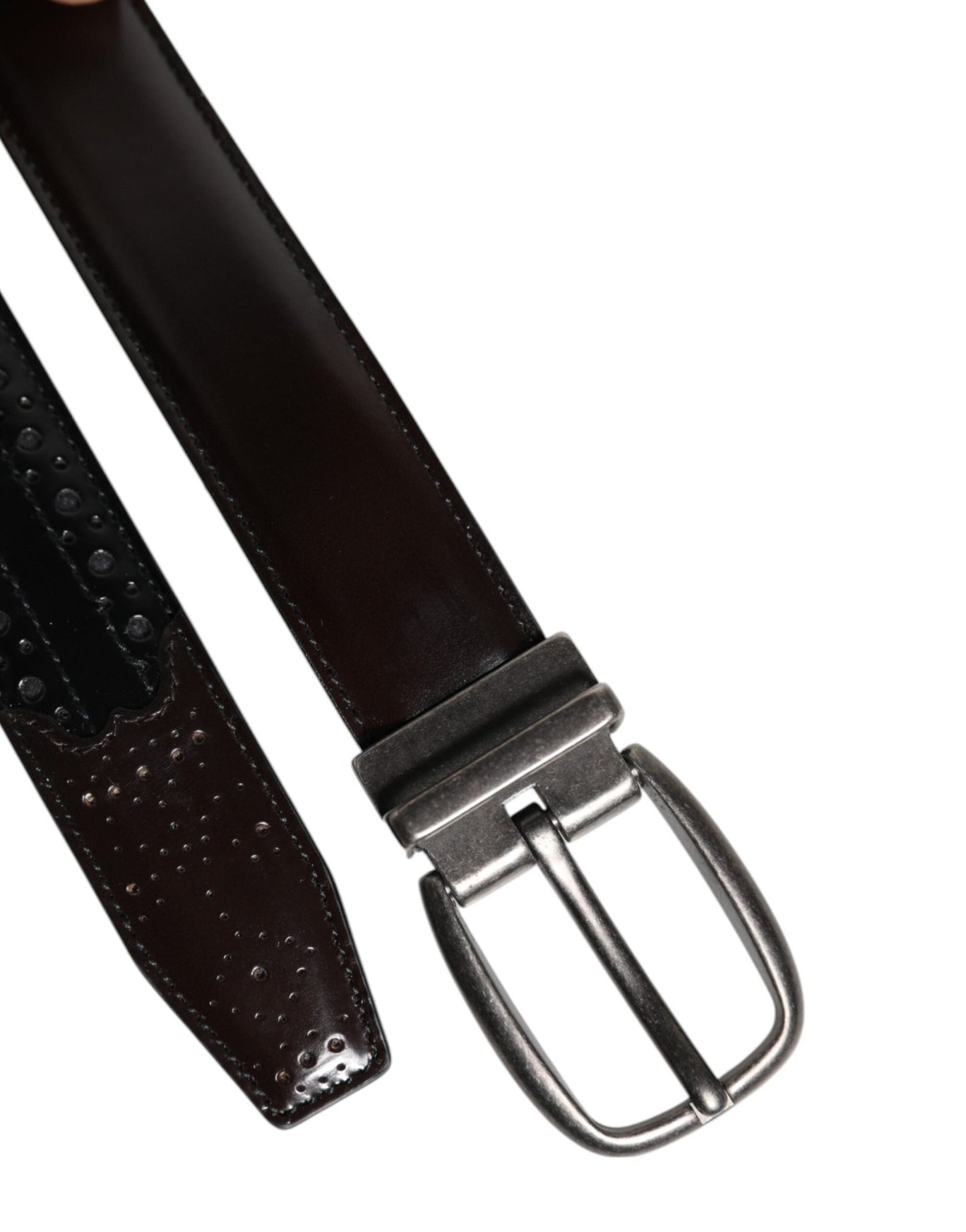 Dolce & Gabbana Black Brown Leather Classic Metal Buckle Belt - Sandy Store ByNet