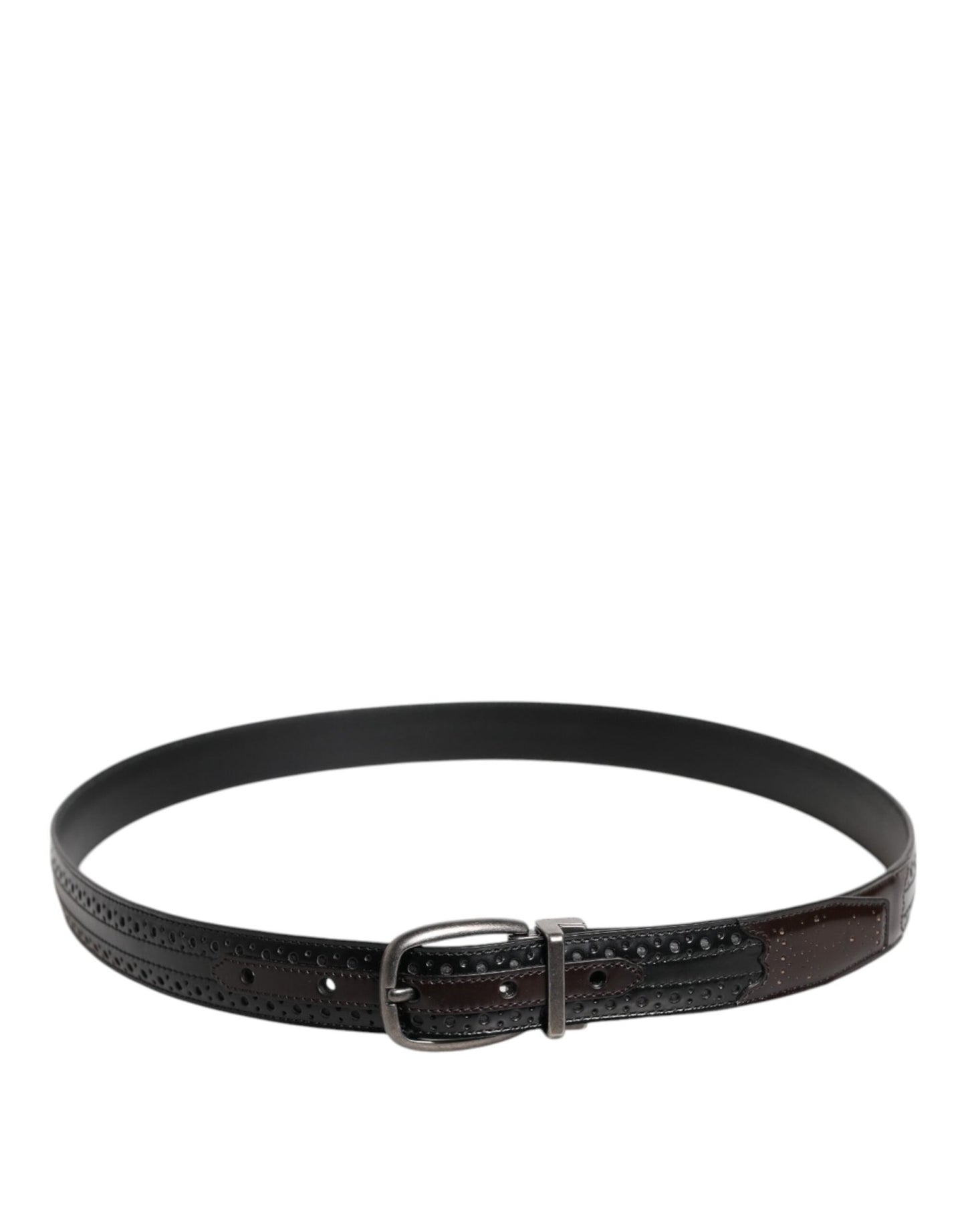 Dolce & Gabbana Black Brown Leather Classic Metal Buckle Belt - Sandy Store ByNet