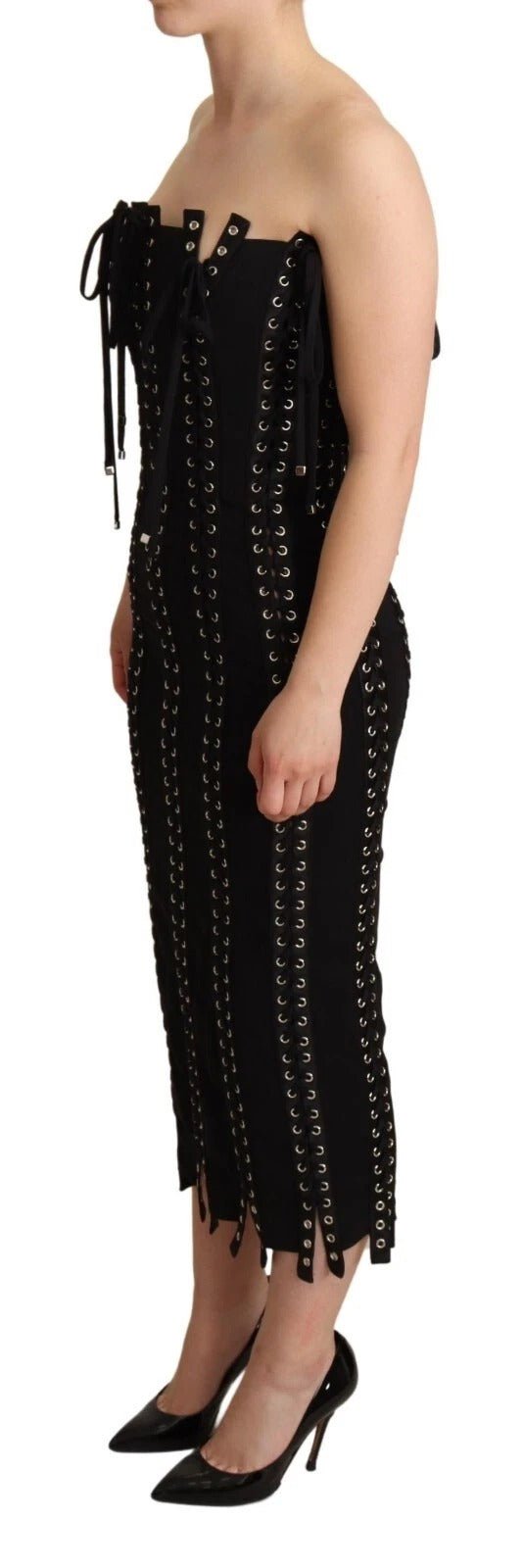 Dolce & Gabbana Black Cady Sleeveless Lace Up Bodycon Dress – IT36 | XS par Dolce & Gabbana | Disponible sur Sandy Store ByNet