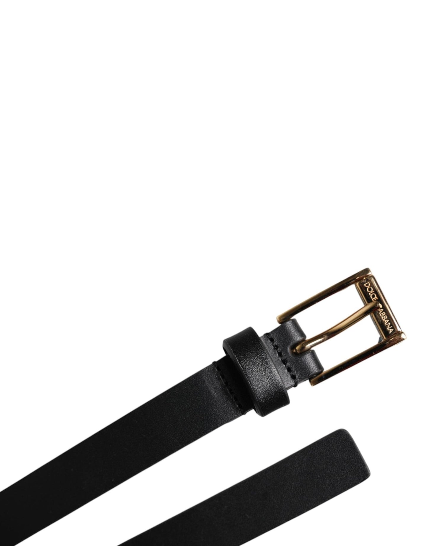 Dolce & Gabbana Black Calf Leather Gold Metal Buckle Belt - Sandy Store ByNet