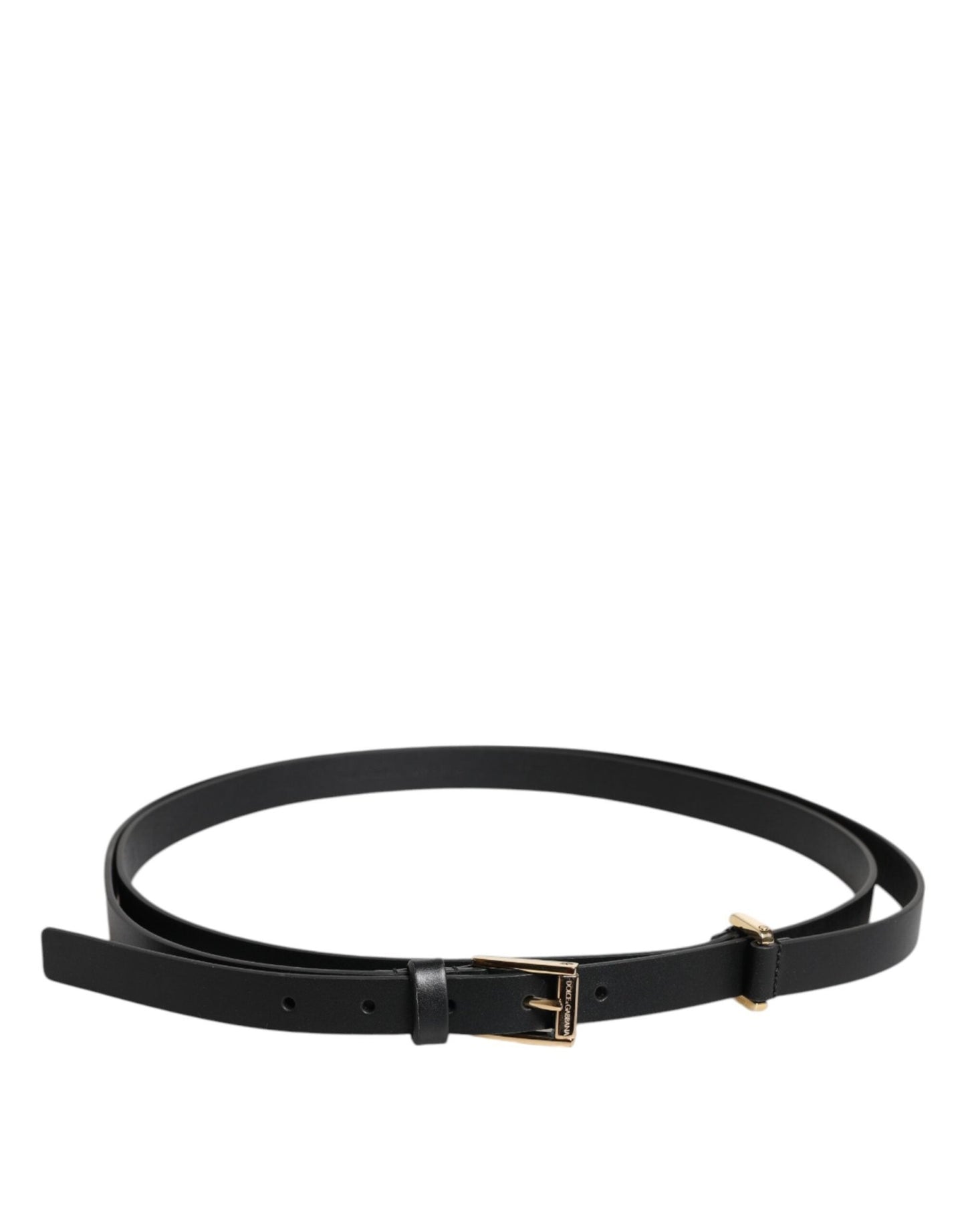 Dolce & Gabbana Black Calf Leather Gold Metal Buckle Belt - Sandy Store ByNet