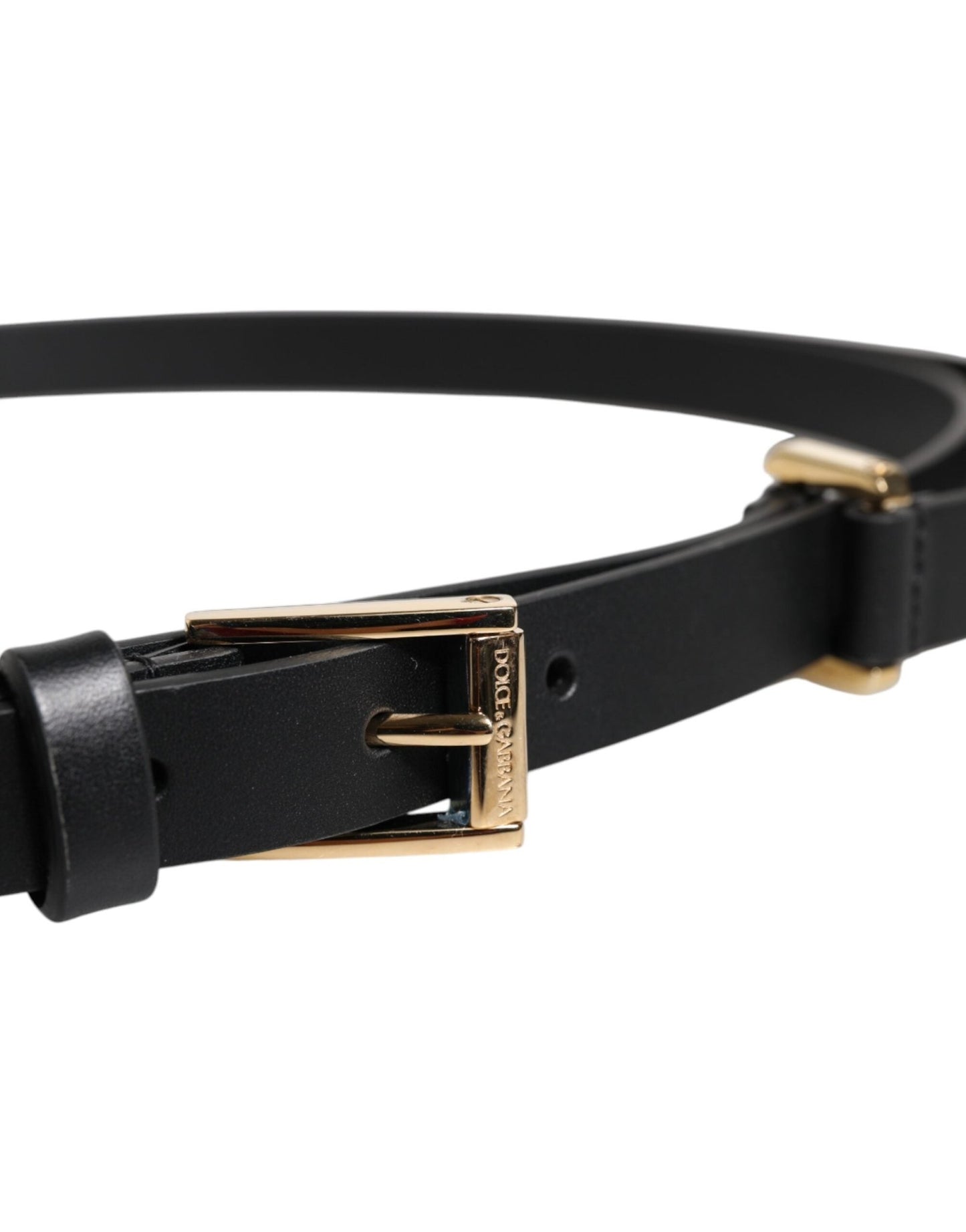 Dolce & Gabbana Black Calf Leather Gold Metal Buckle Belt - Sandy Store ByNet