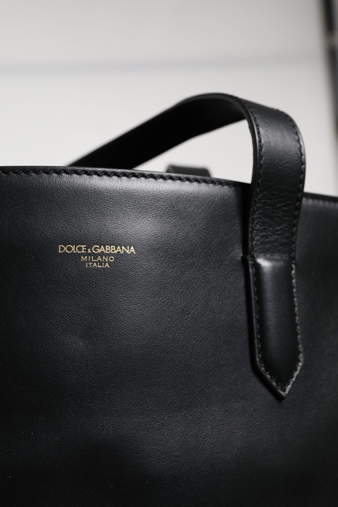 Dolce & Gabbana Black Calf Leather Shopping Tote Shoulder Bag - Sandy Store ByNet