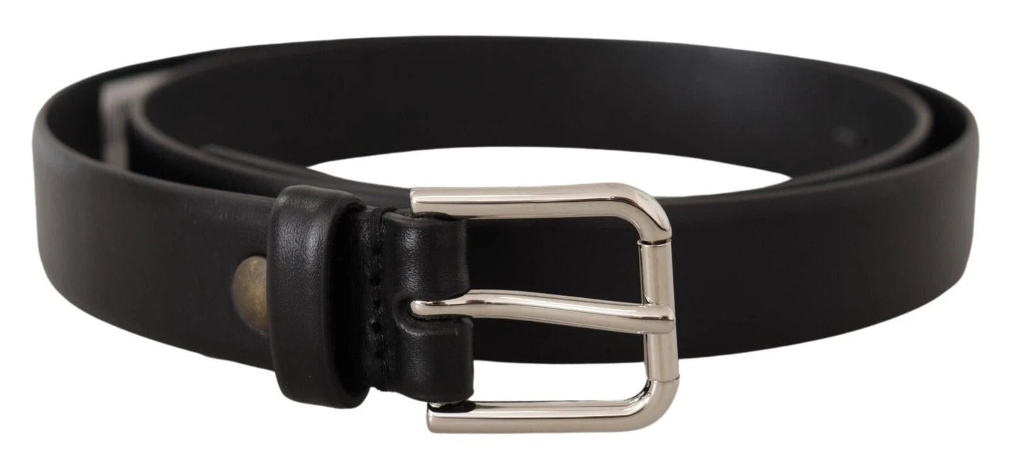 Dolce & Gabbana Black Calf Leather Silver Tone Logo Buckle Belt – 80 cm / 32 Inches par Dolce & Gabbana | Disponible sur Sandy Store ByNet