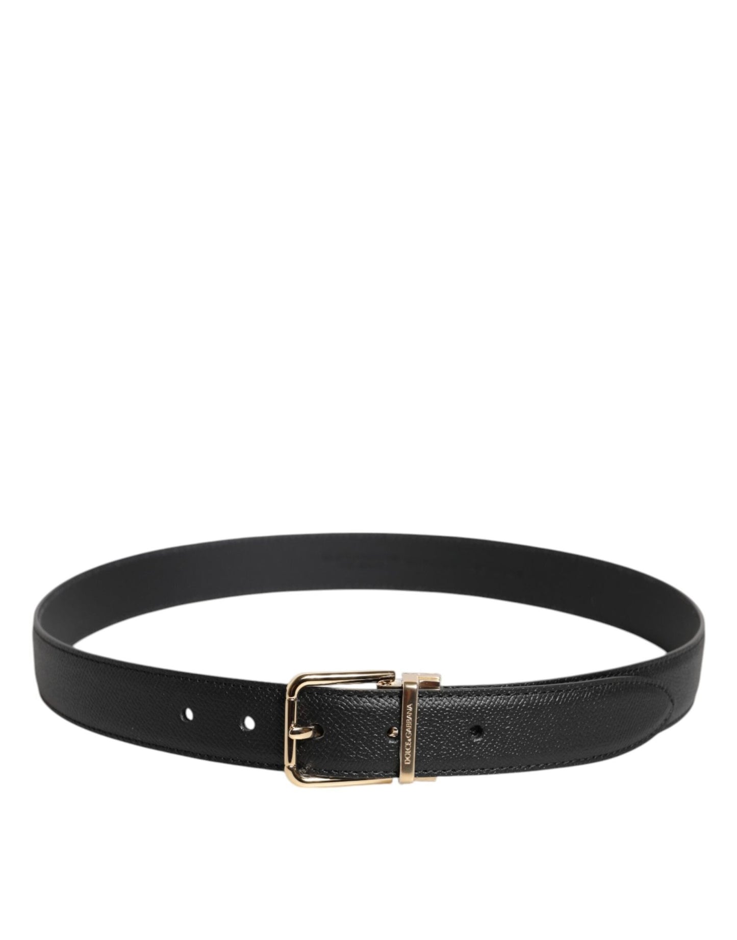 Dolce & Gabbana Black Calfskin Leather Gold Metal Buckle Belt - Sandy Store ByNet