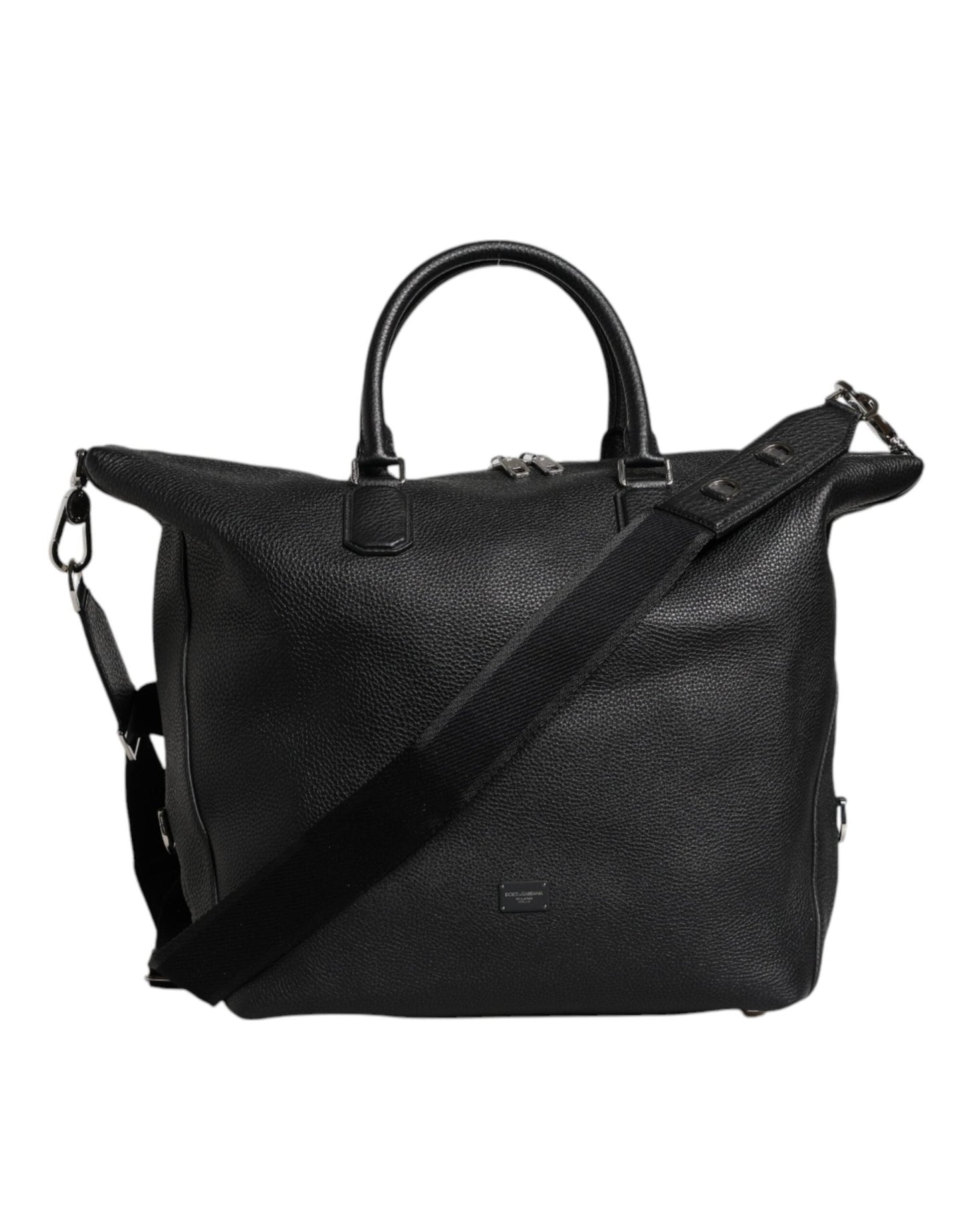 Dolce & Gabbana Black Calfskin Leather Hand Shoulder Duffle Bag - Sandy Store ByNet