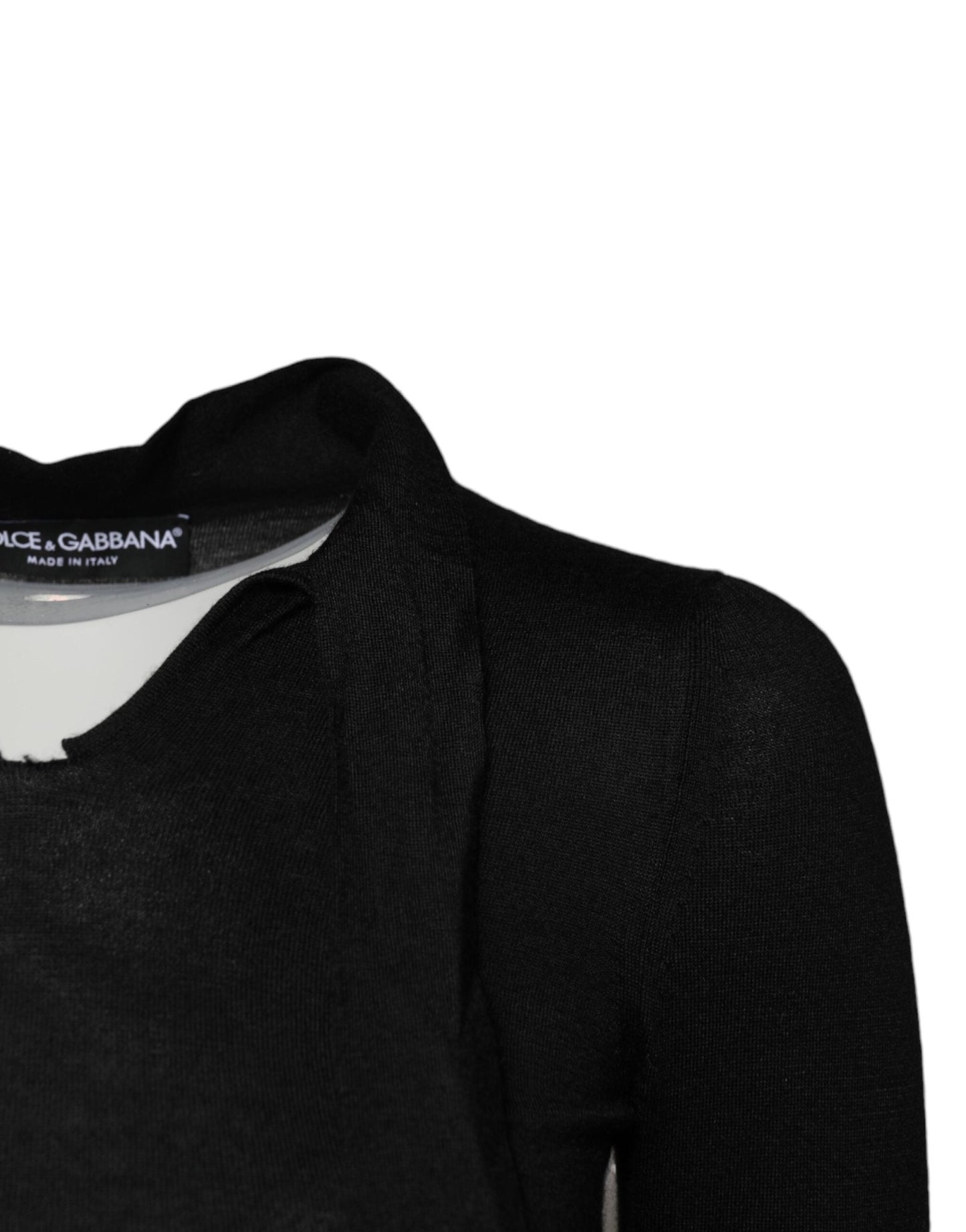 Dolce & Gabbana Black Cashmere Ascot Collar Long Sleeve Top - Sandy Store ByNet