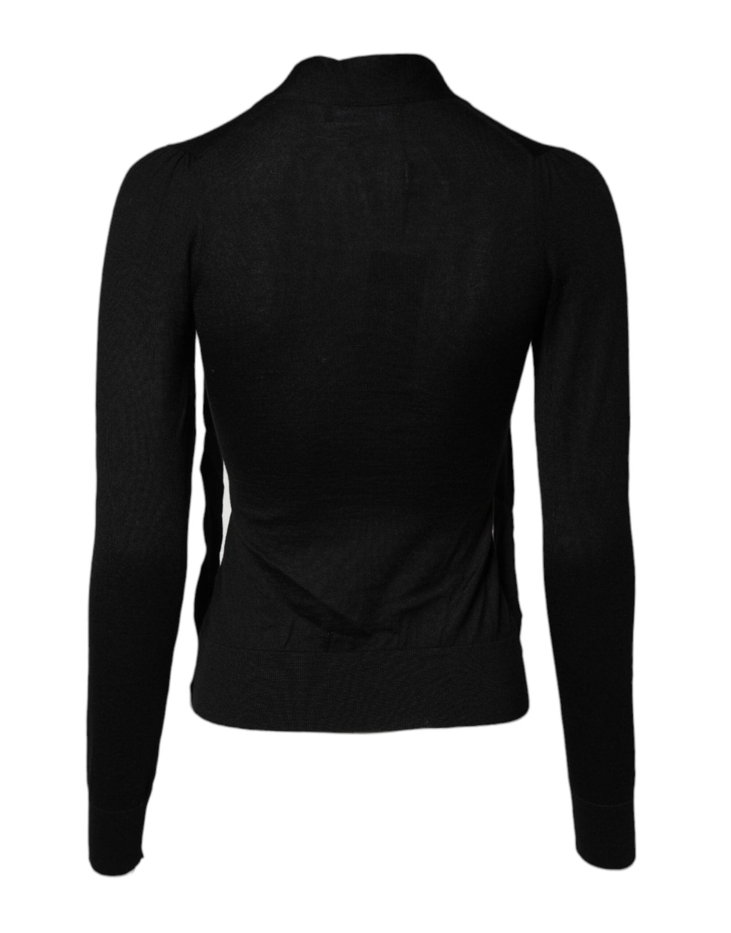 Dolce & Gabbana Black Cashmere Ascot Collar Long Sleeve Top - Sandy Store ByNet