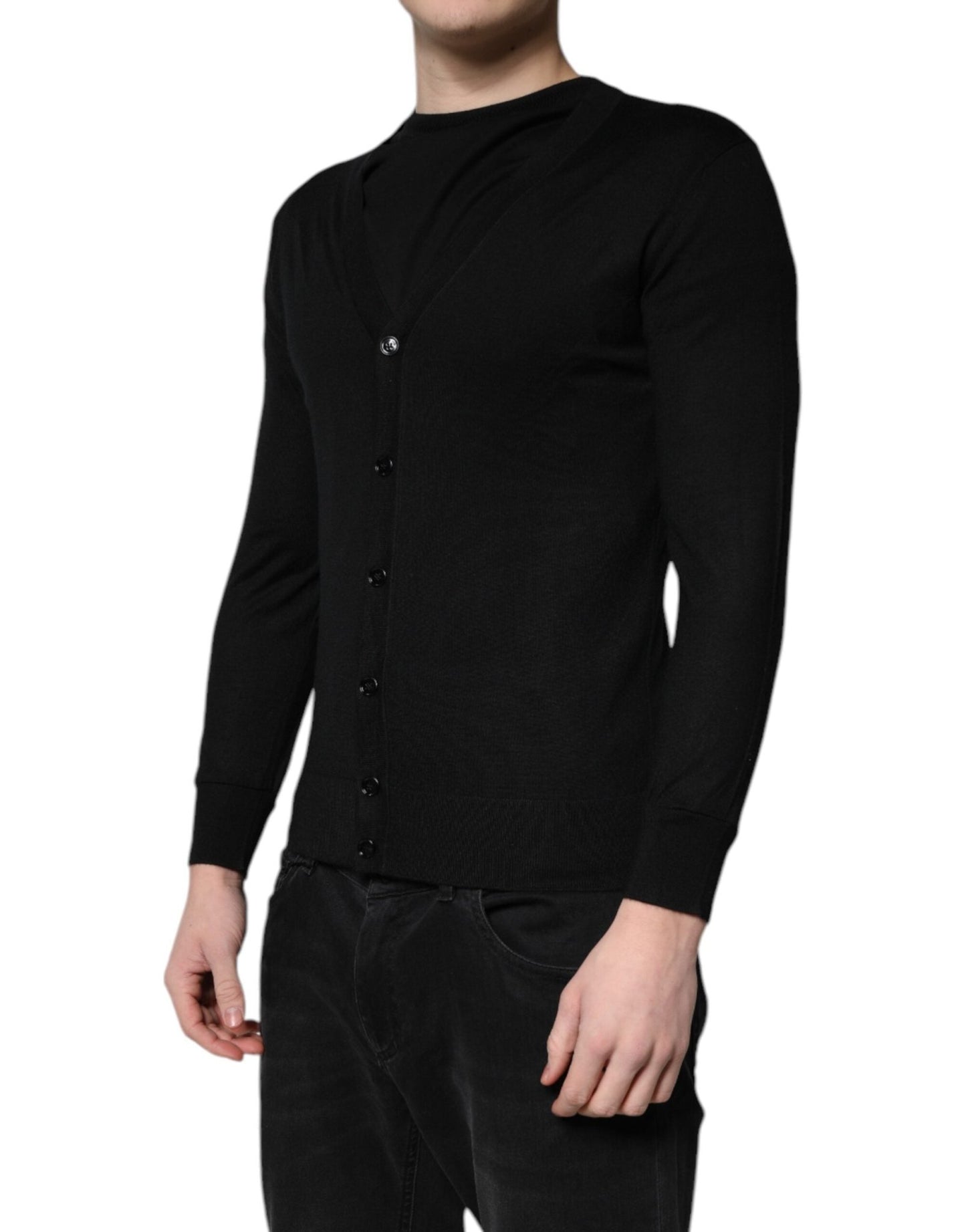 Dolce & Gabbana Black Cashmere Button Down Cardigan Sweater - Sandy Store ByNet