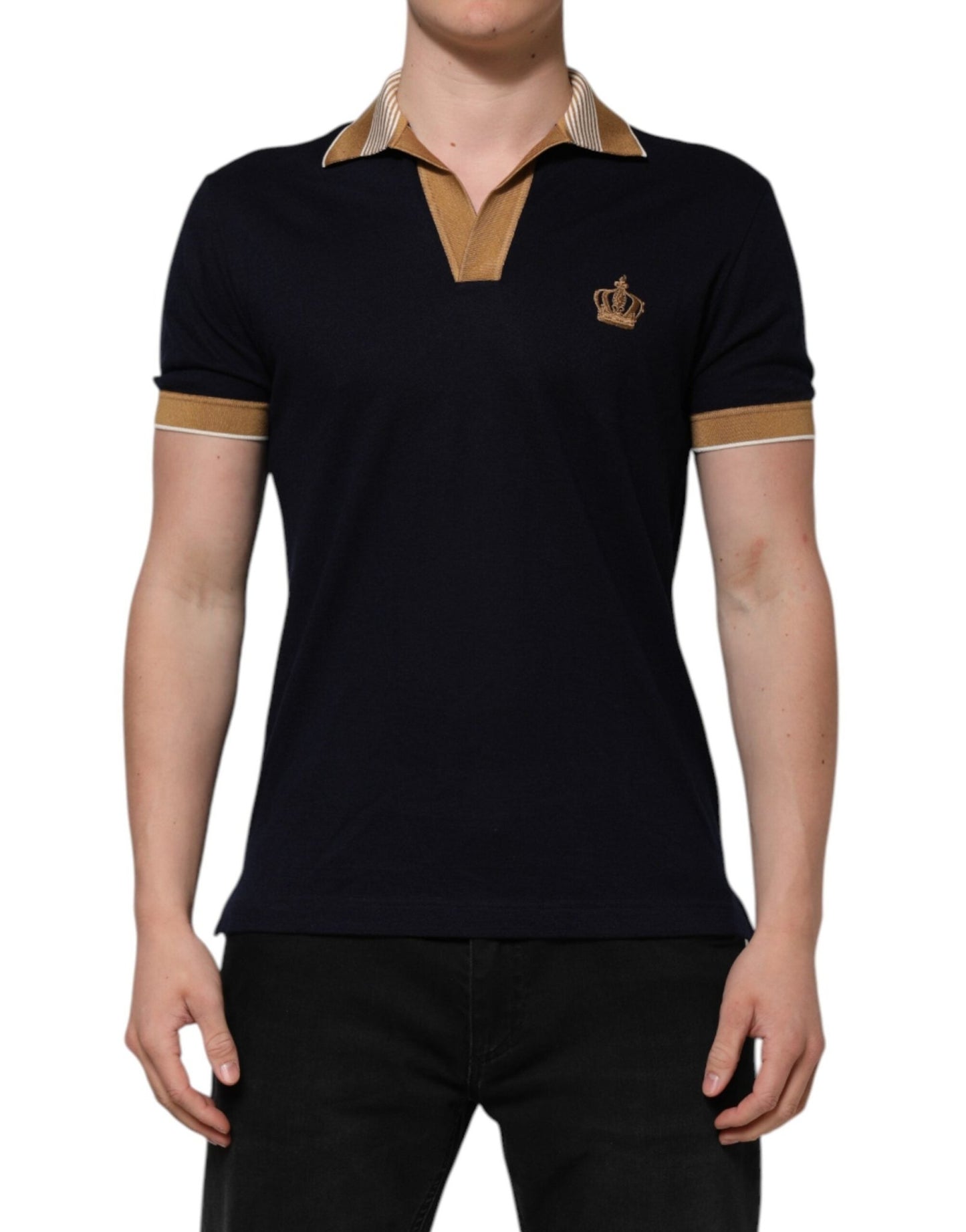 Dolce & Gabbana Black Cashmere Crown Logo Men Polo T-shirt – IT46 | S par Dolce & Gabbana | Disponible sur Sandy Store ByNet