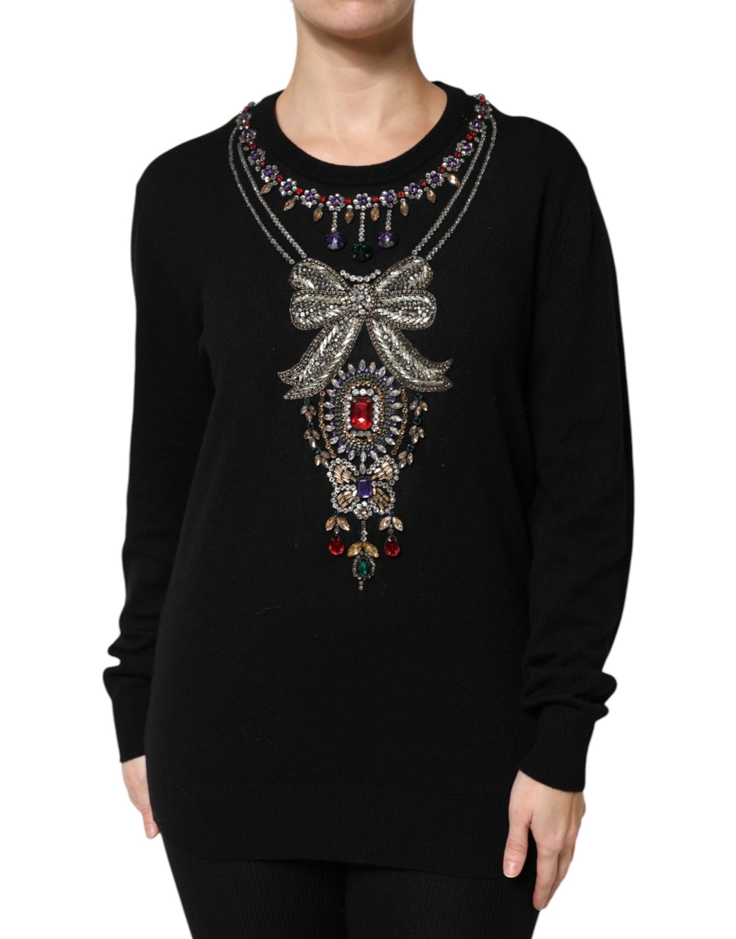 Dolce & Gabbana Black Cashmere Crystal Embellished Sweater – IT36|XXS par Dolce & Gabbana | Disponible sur Sandy Store ByNet