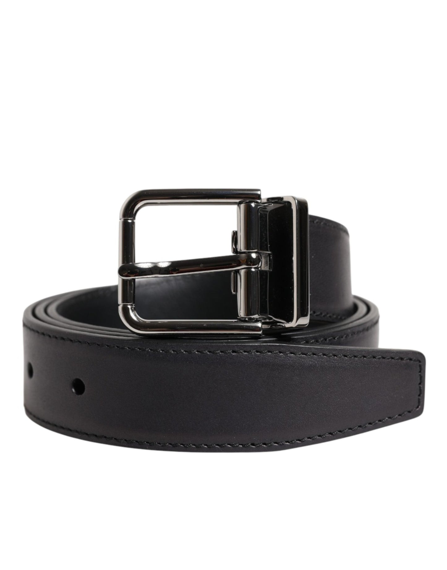 Dolce & Gabbana Black Classic Calf Leather Silver Buckle Belt – 85 cm / 34 Inches par Dolce & Gabbana | Disponible sur Sandy Store ByNet