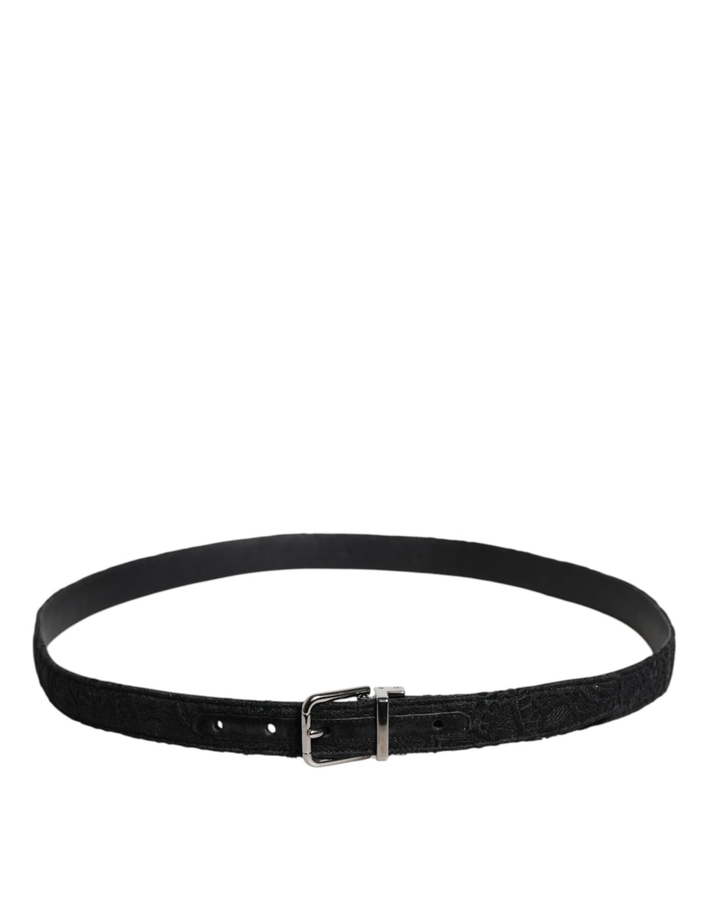 Dolce & Gabbana Black Cotton Blend Silver Metal Buckle Belt - Sandy Store ByNet