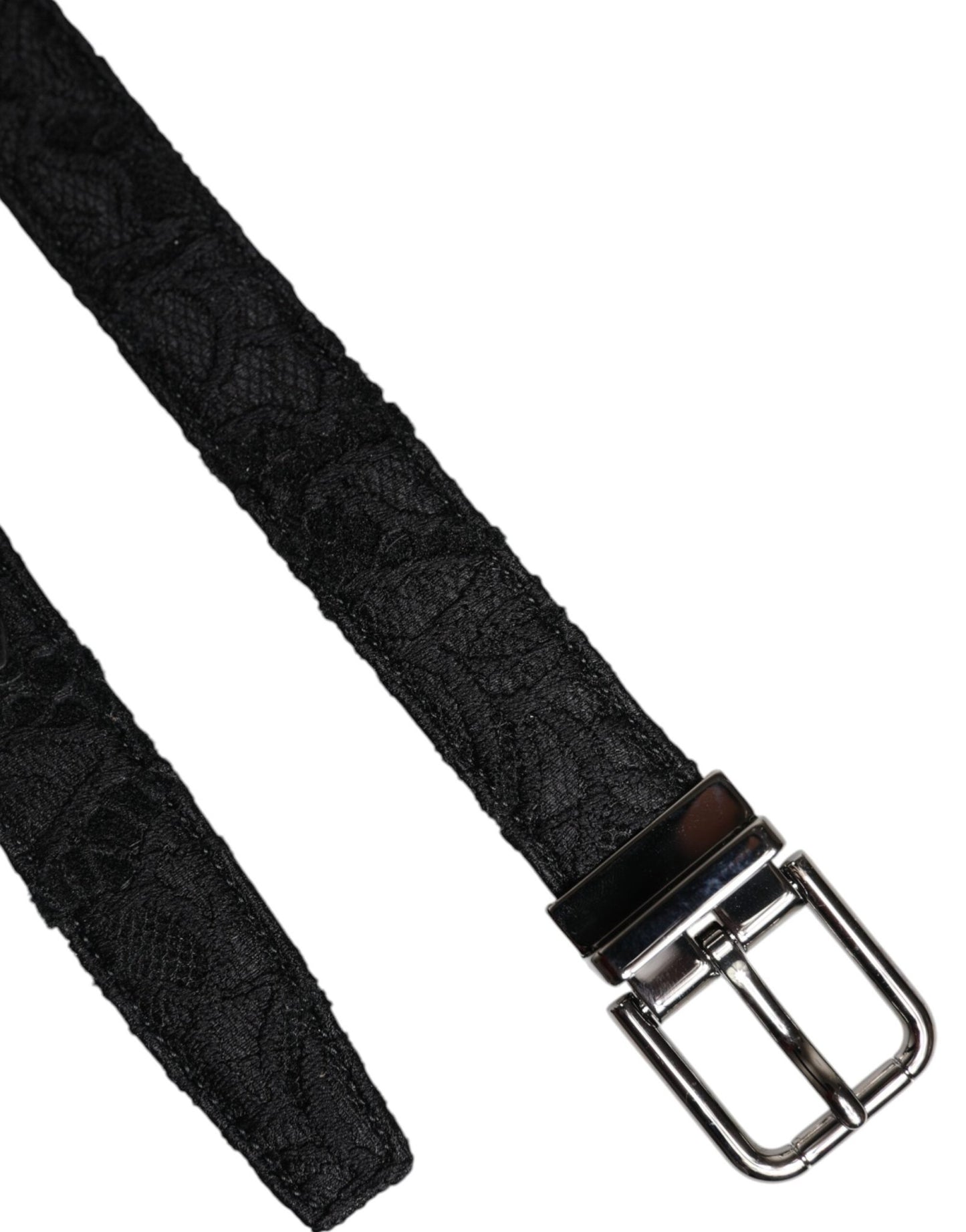 Dolce & Gabbana Black Cotton Blend Silver Metal Buckle Belt - Sandy Store ByNet
