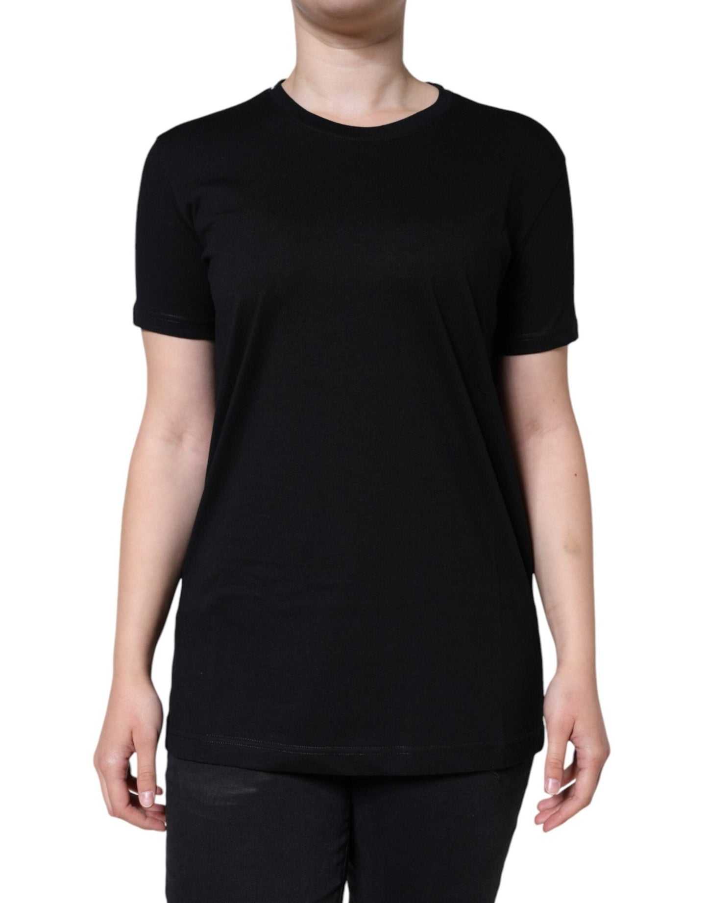 Dolce & Gabbana Black Cotton Crew Neck Short Sleeve T-shirt – IT42|M par Dolce & Gabbana | Disponible sur Sandy Store ByNet