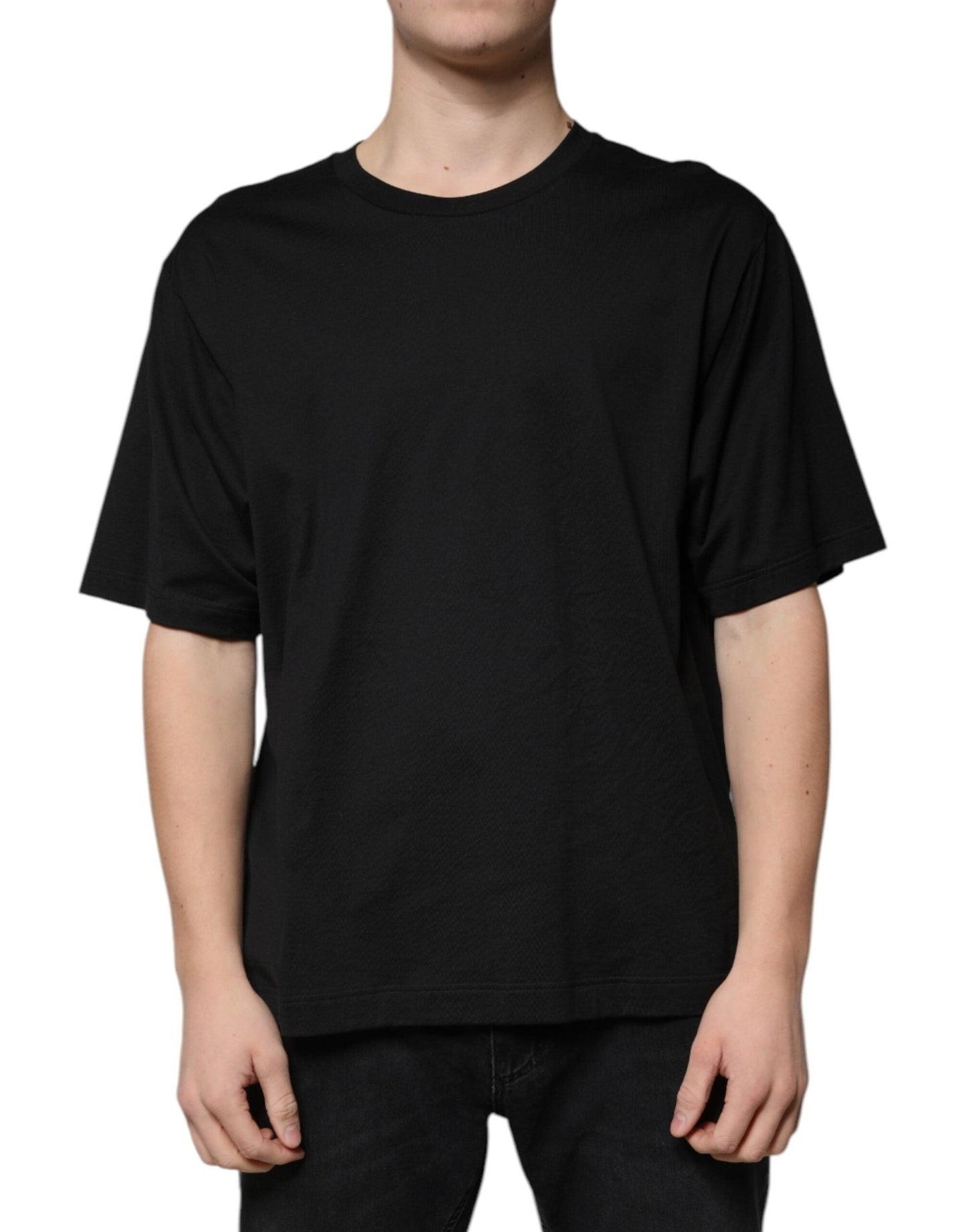 Dolce & Gabbana Black Cotton Crew Neck Short Sleeves T-shirt – IT52 | XL par Dolce & Gabbana | Disponible sur Sandy Store ByNet