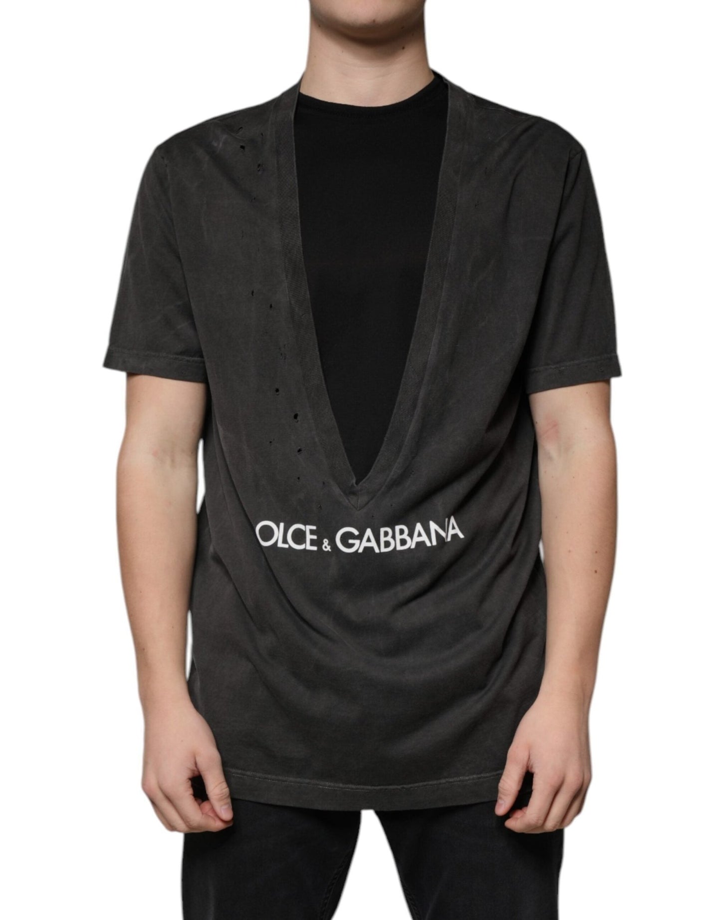 Dolce & Gabbana Black Cotton Crew Neck Short Sleeves T-shirt – IT54 | XL par Dolce & Gabbana | Disponible sur Sandy Store ByNet