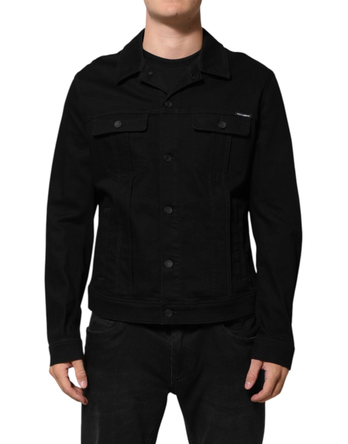 Dolce & Gabbana Black Cotton Denim Stretch Giubbotto Jacket – IT48 | M par Dolce & Gabbana | Disponible sur Sandy Store ByNet