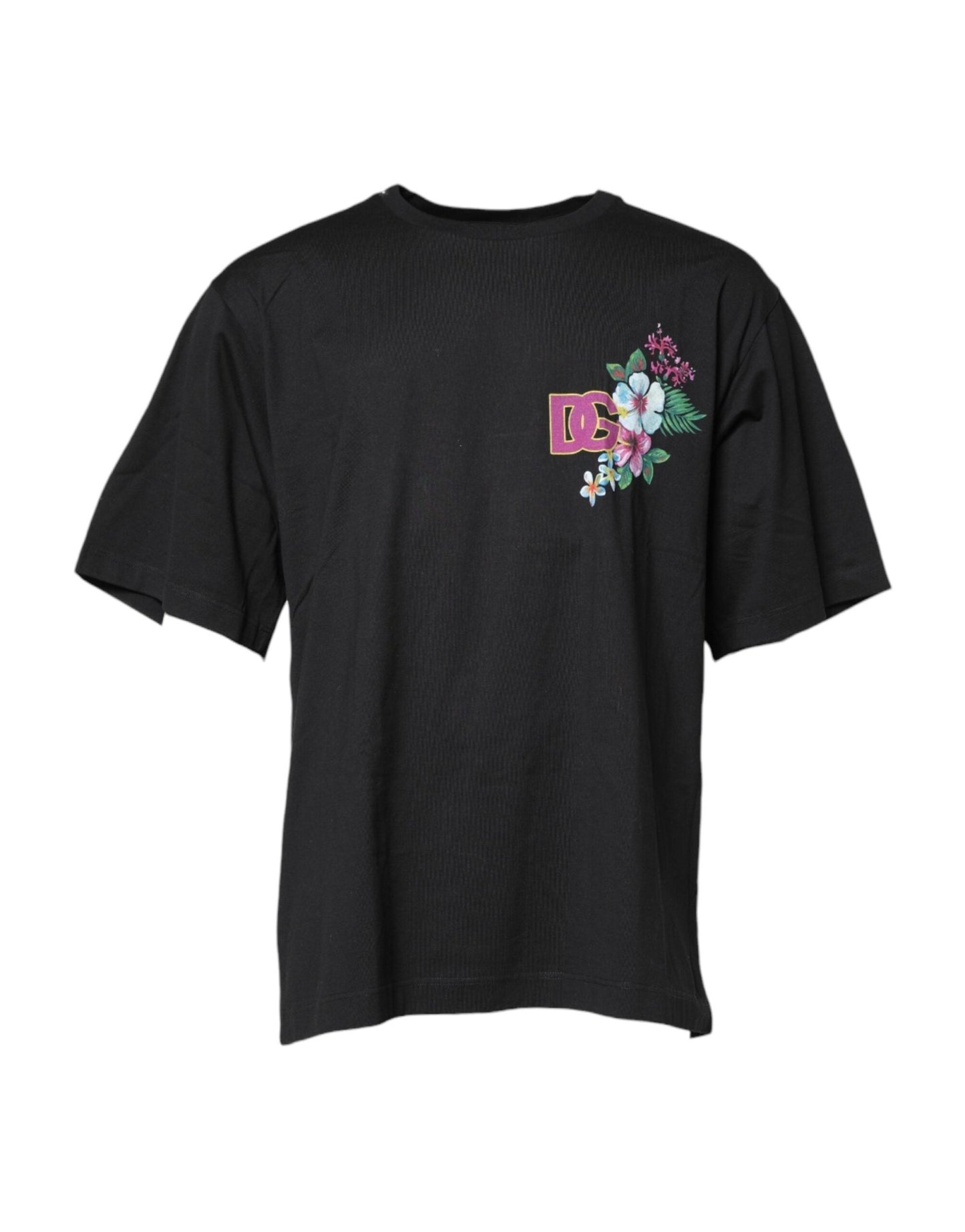 Dolce & Gabbana Black Cotton DG Floral Print Crewneck T-shirt – IT48 | M par Dolce & Gabbana | Disponible sur Sandy Store ByNet