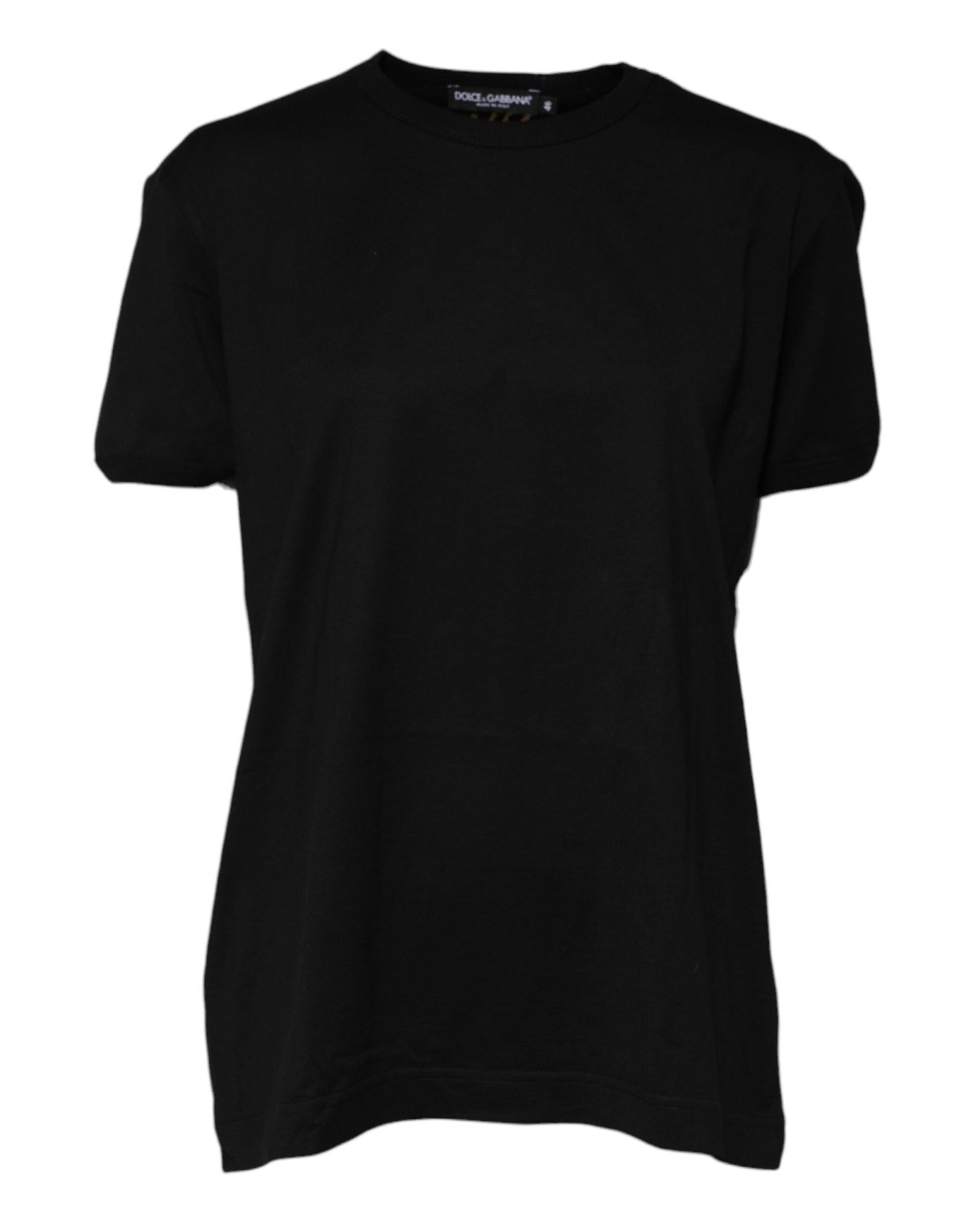 Dolce & Gabbana Black Cotton Goodluck Tee Crew Neck T-shirt – IT46|XL par Dolce & Gabbana | Disponible sur Sandy Store ByNet